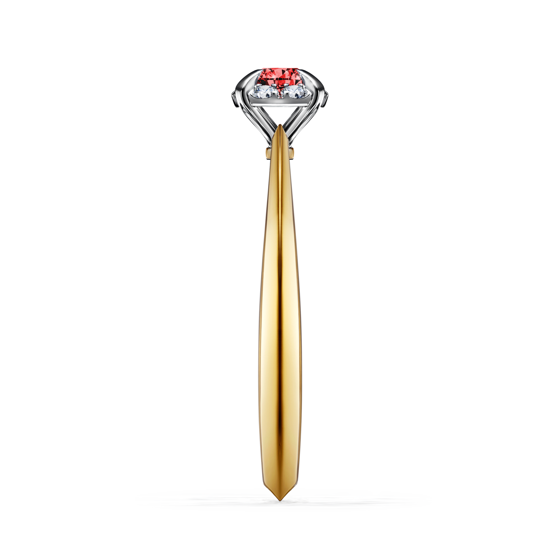 Pierścionek zaręczynowy My Beauty z żółtego złota z czerwonym diamentem 0,14CT