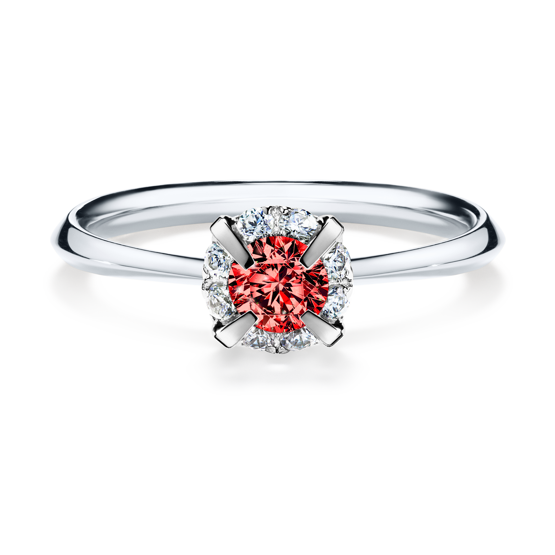 Pierścionek zaręczynowy My Beauty z białego złota z czerwonym diamentem 0,33CT