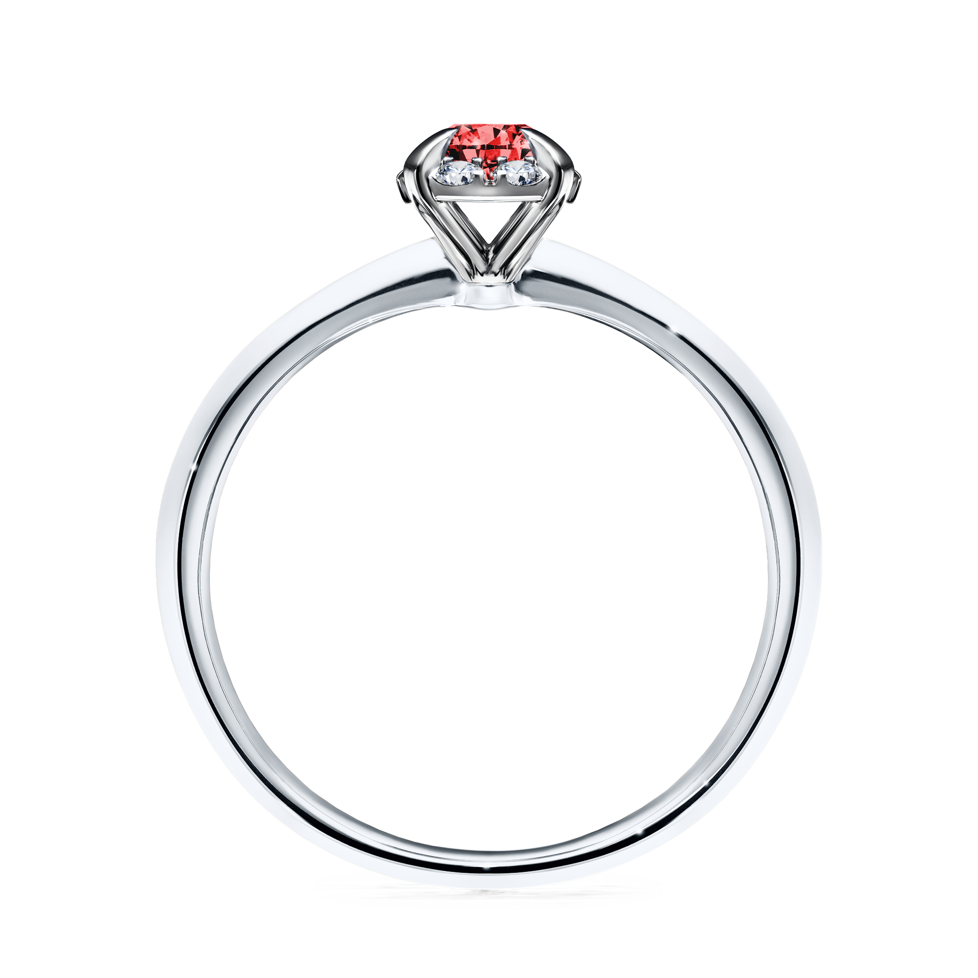 Pierścionek zaręczynowy My Beauty z białego złota z czerwonym diamentem 0,33CT