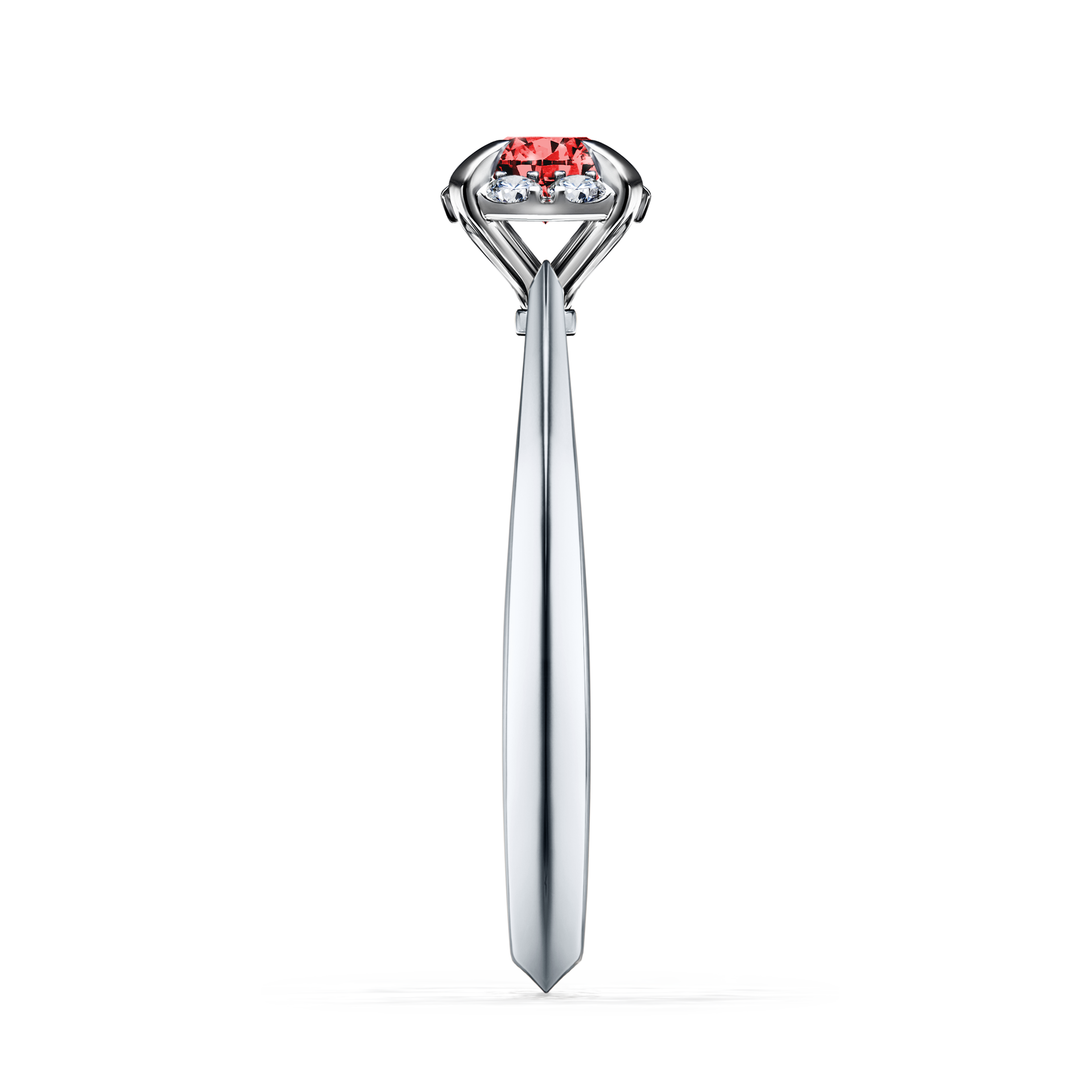 Pierścionek zaręczynowy My Beauty z białego złota z czerwonym diamentem 0,33CT