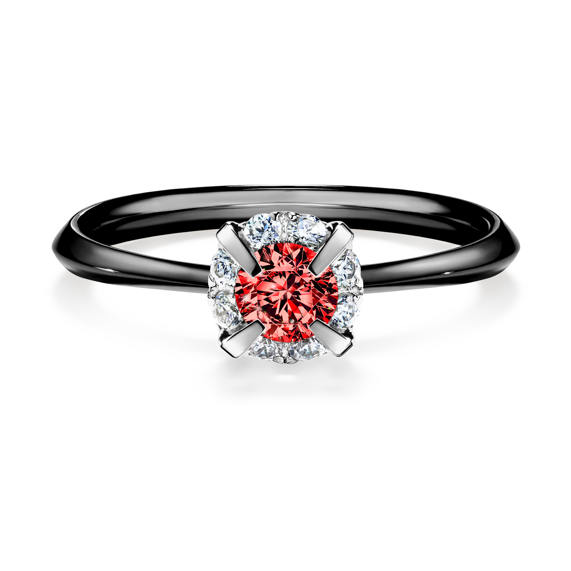 Pierścionek zaręczynowy My Beauty z czarnego złota z czerwonym diamentem 0,33CT