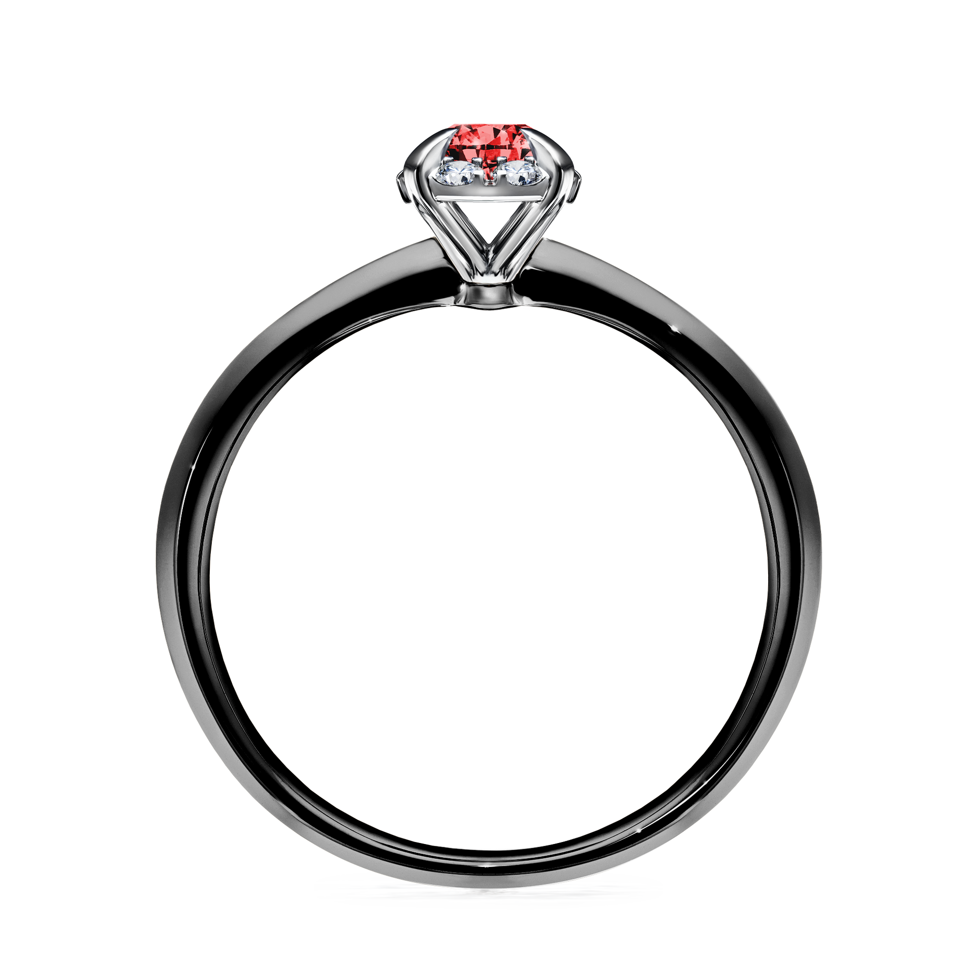 Pierścionek zaręczynowy My Beauty z czarnego złota z czerwonym diamentem 0,33CT