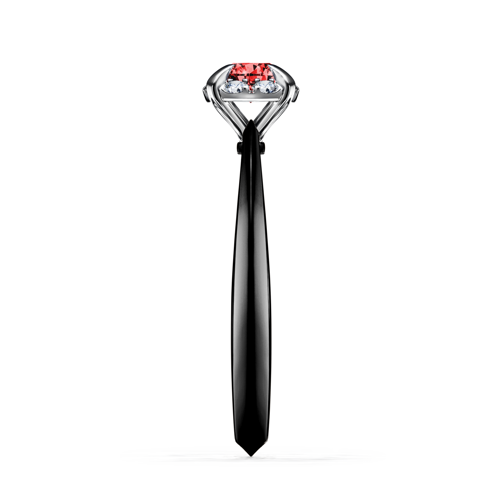 Pierścionek zaręczynowy My Beauty z czarnego złota z czerwonym diamentem 0,33CT