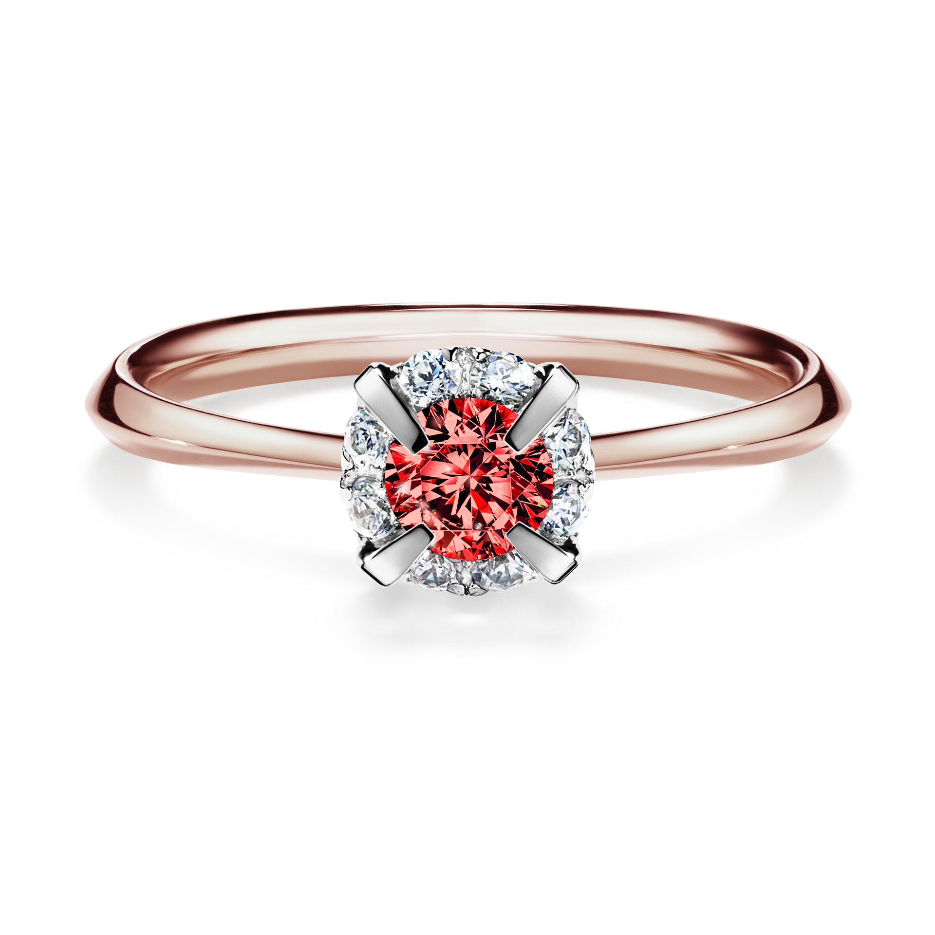 Pierścionek zaręczynowy My Beauty z różowego złota z czerwonym diamentem 0,33CT