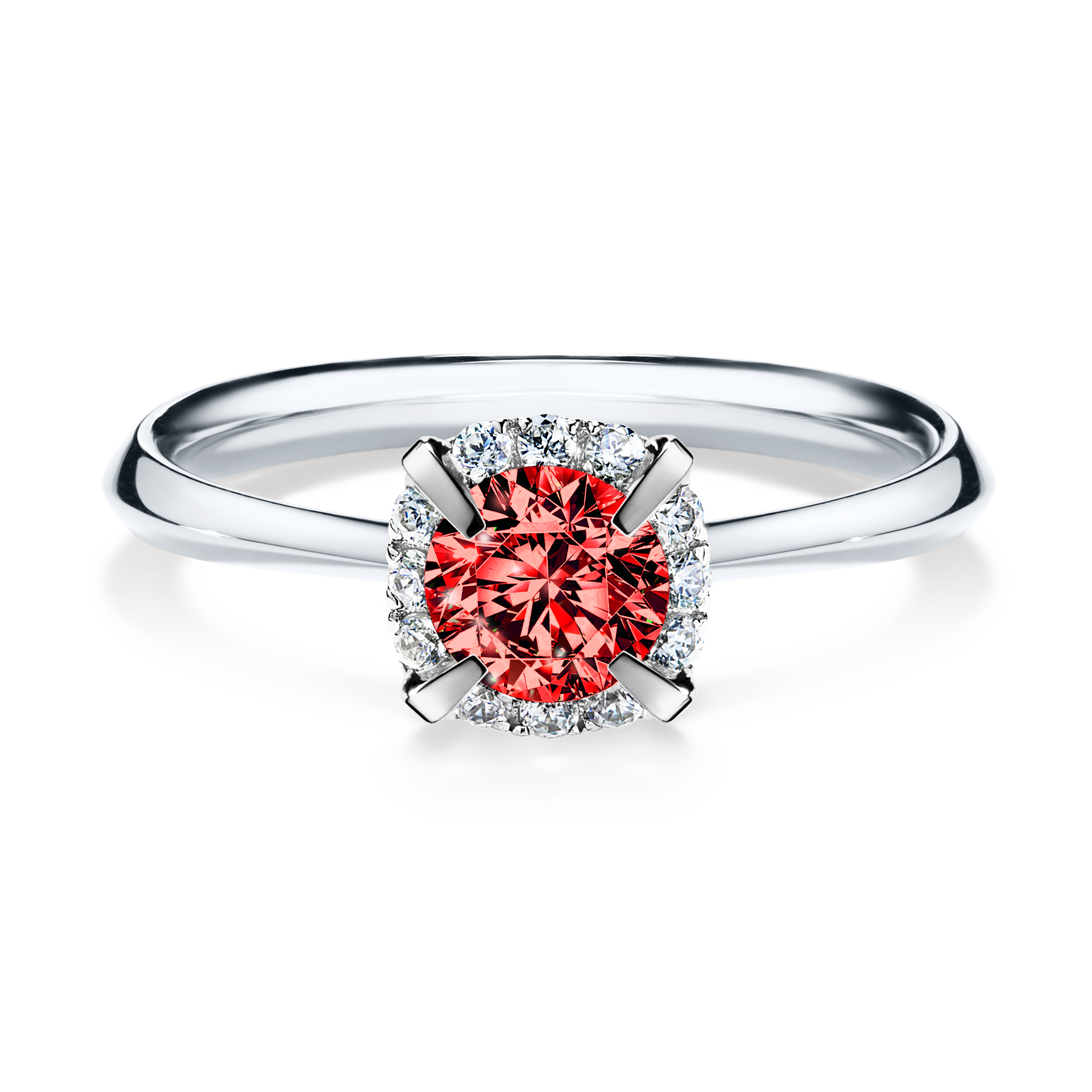 Pierścionek zaręczynowy My Beauty z białego złota z czerwonym diamentem 0,62CT