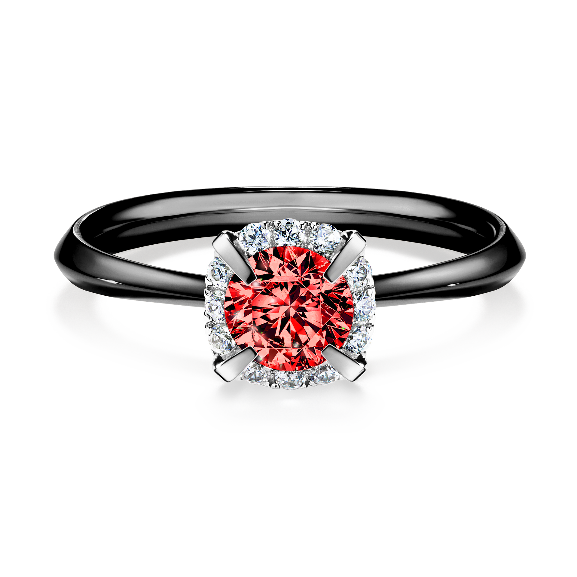 Pierścionek zaręczynowy My Beauty z czarnego złota z czerwonym diamentem 0,62CT