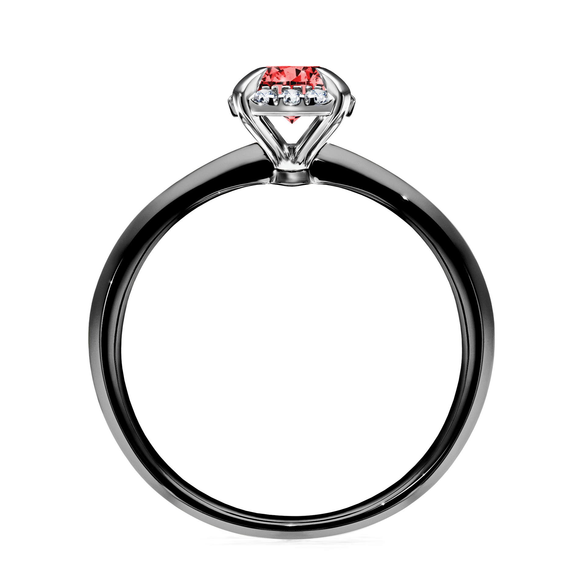 Pierścionek zaręczynowy My Beauty z czarnego złota z czerwonym diamentem 0,62CT