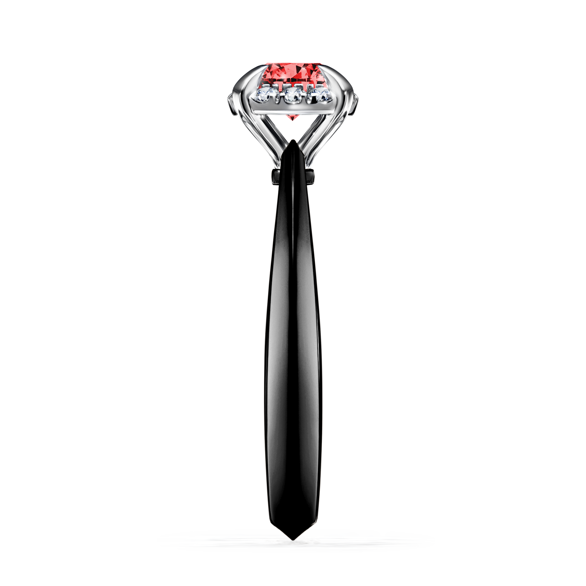 Pierścionek zaręczynowy My Beauty z czarnego złota z czerwonym diamentem 0,62CT
