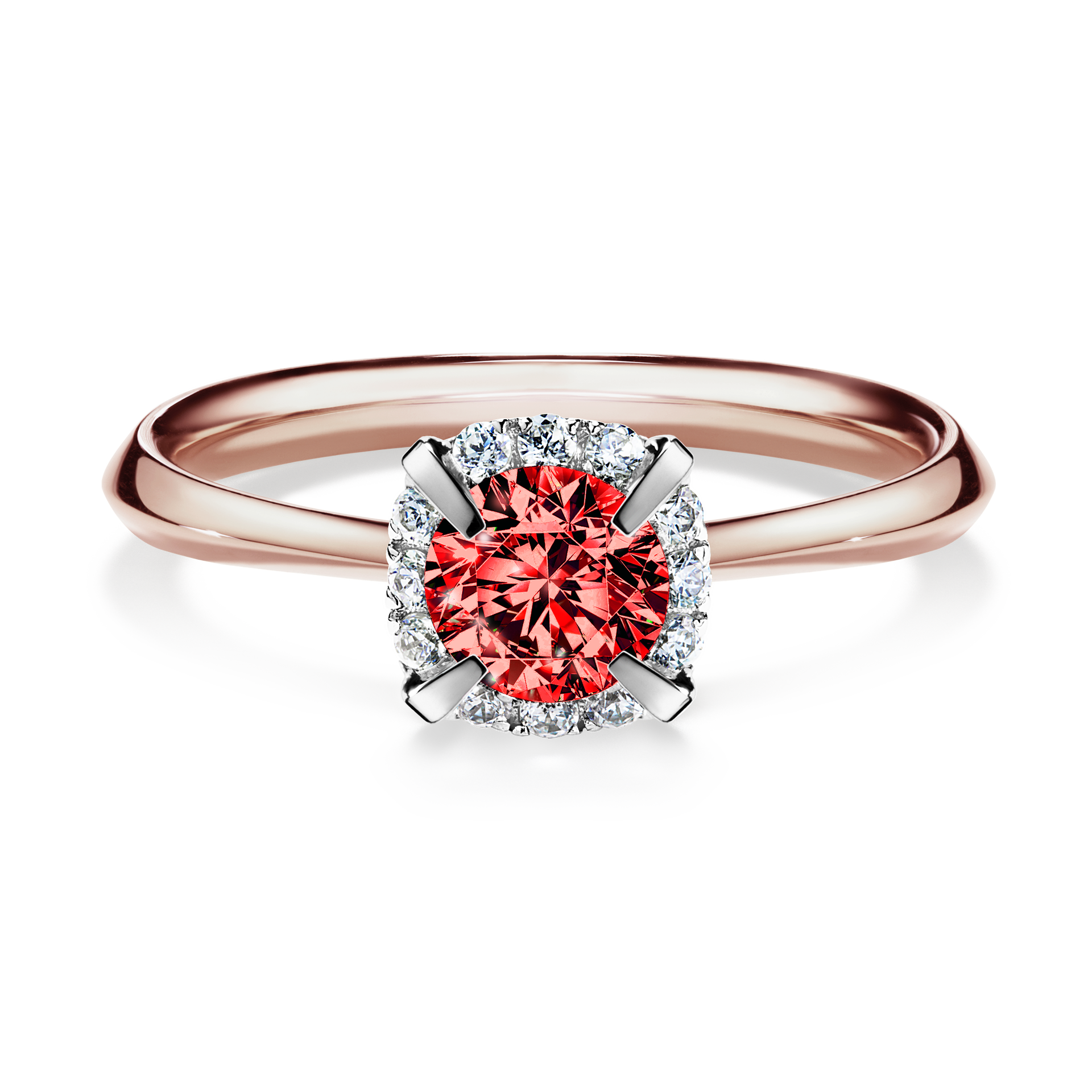 Pierścionek zaręczynowy My Beauty z różowego złota z czerwonym diamentem 0,62CT
