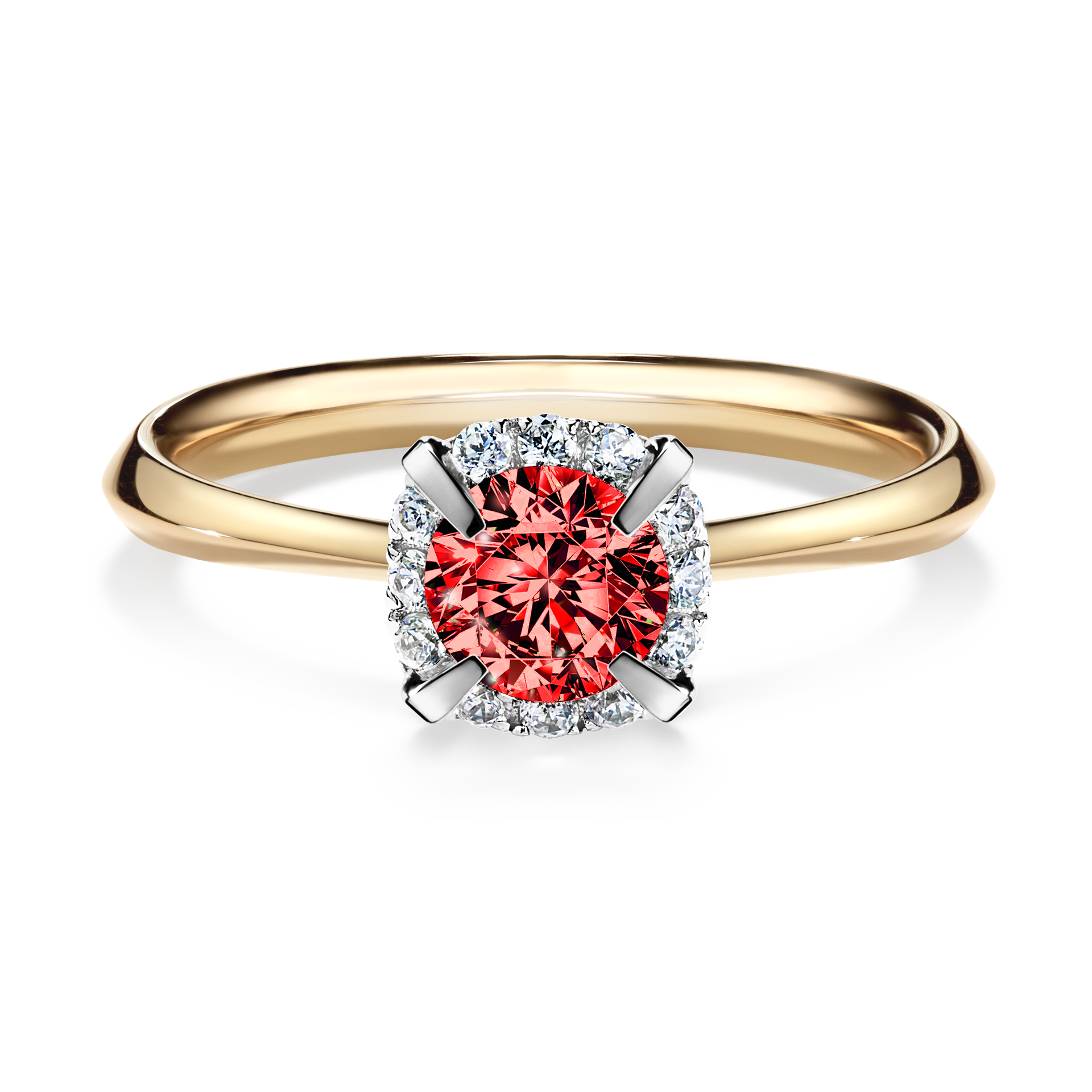 Pierścionek zaręczynowy My Beauty z żółtego złota z czerwonym diamentem 0,62CT