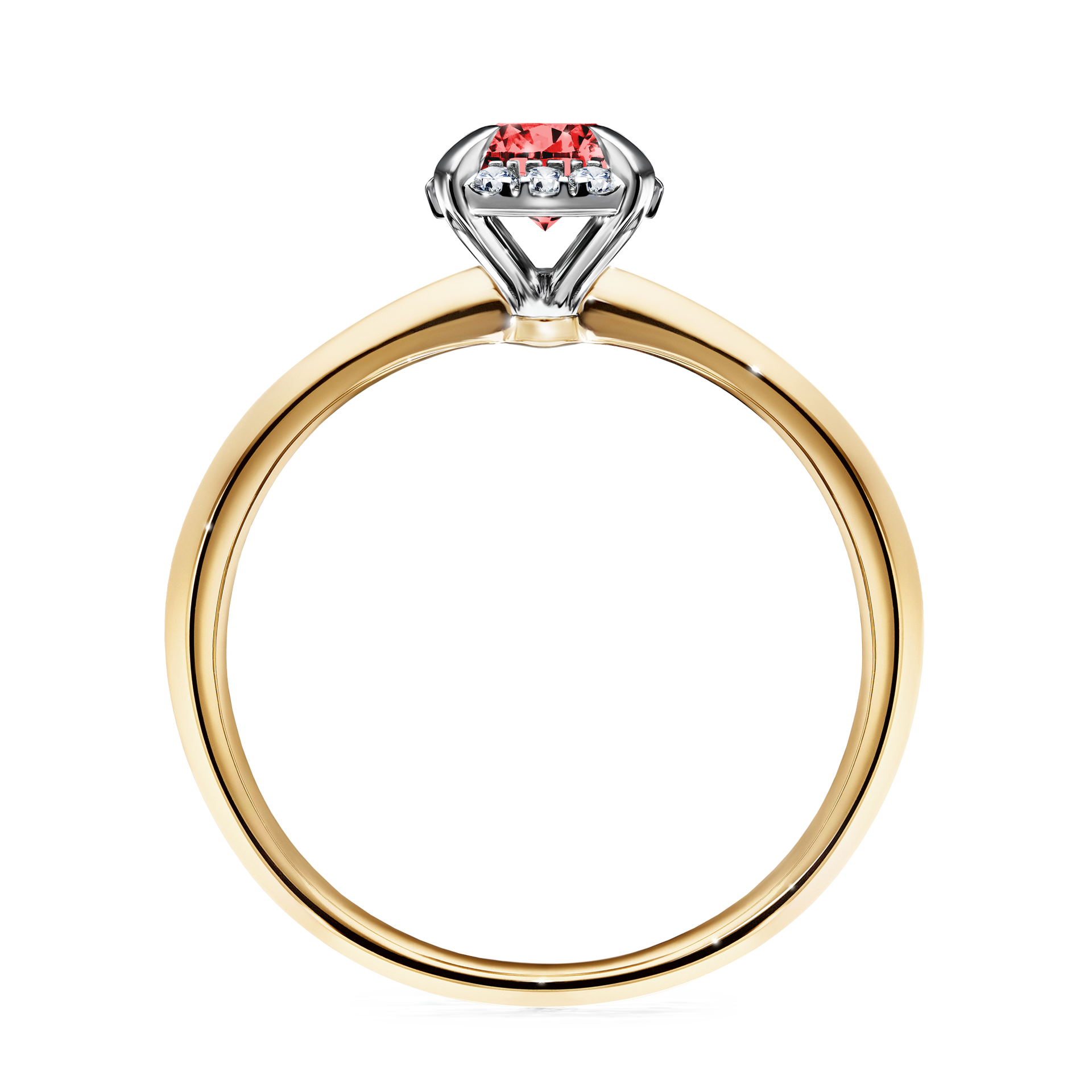 Pierścionek zaręczynowy My Beauty z żółtego złota z czerwonym diamentem 0,62CT