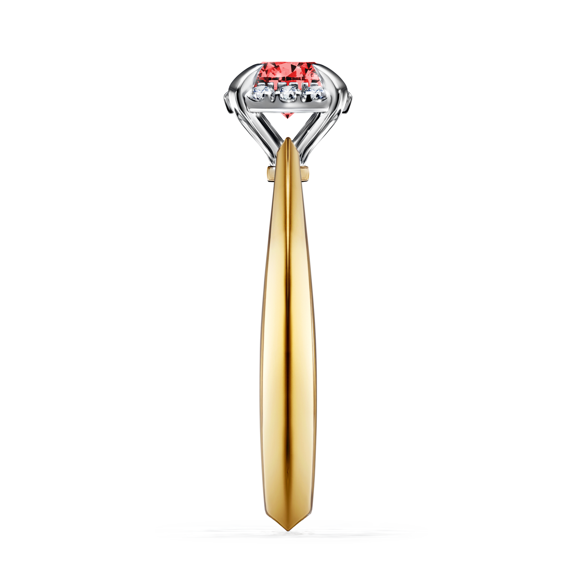 Pierścionek zaręczynowy My Beauty z żółtego złota z czerwonym diamentem 0,62CT