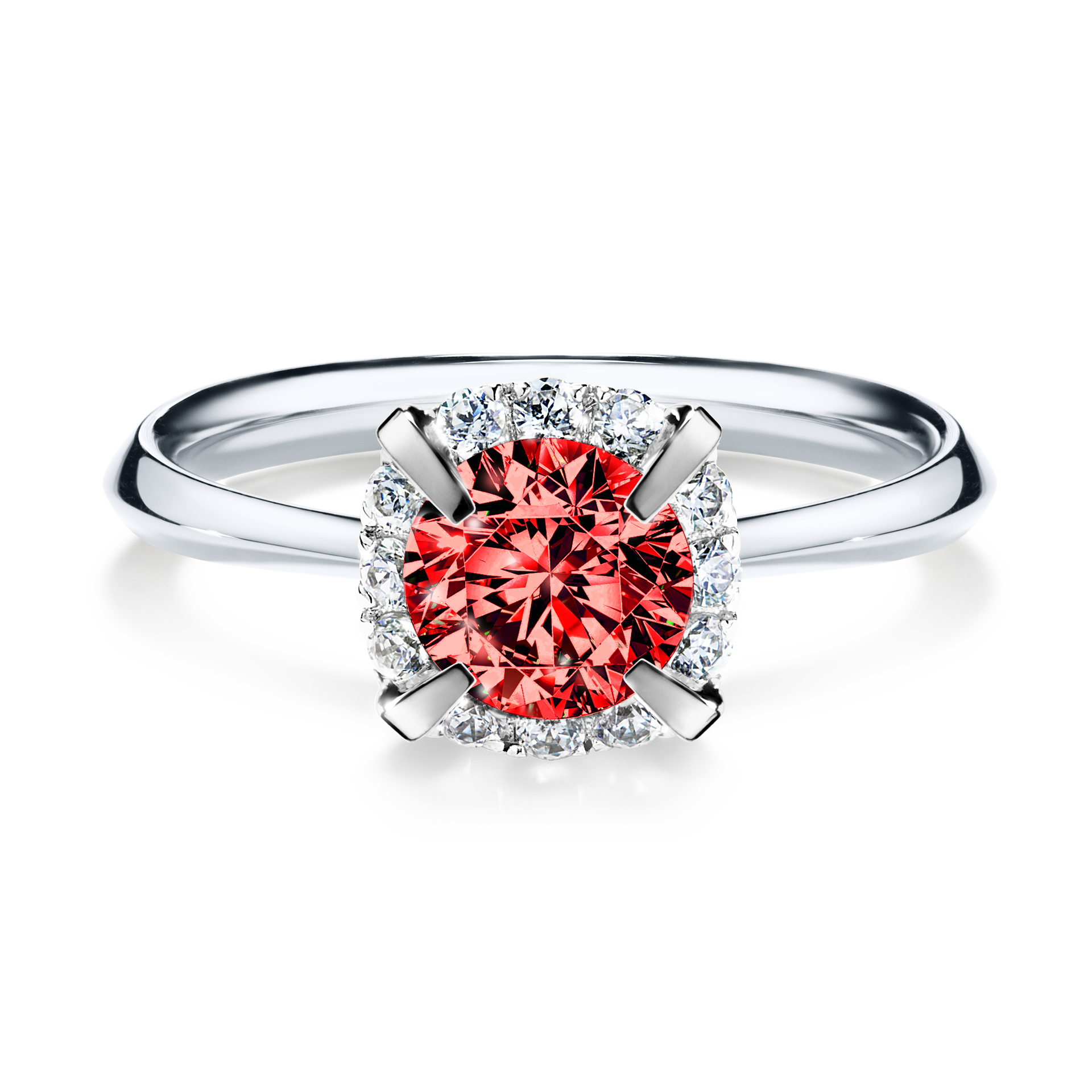 Pierścionek zaręczynowy My Beauty z białego złota z czerwonym diamentem 0,98CT