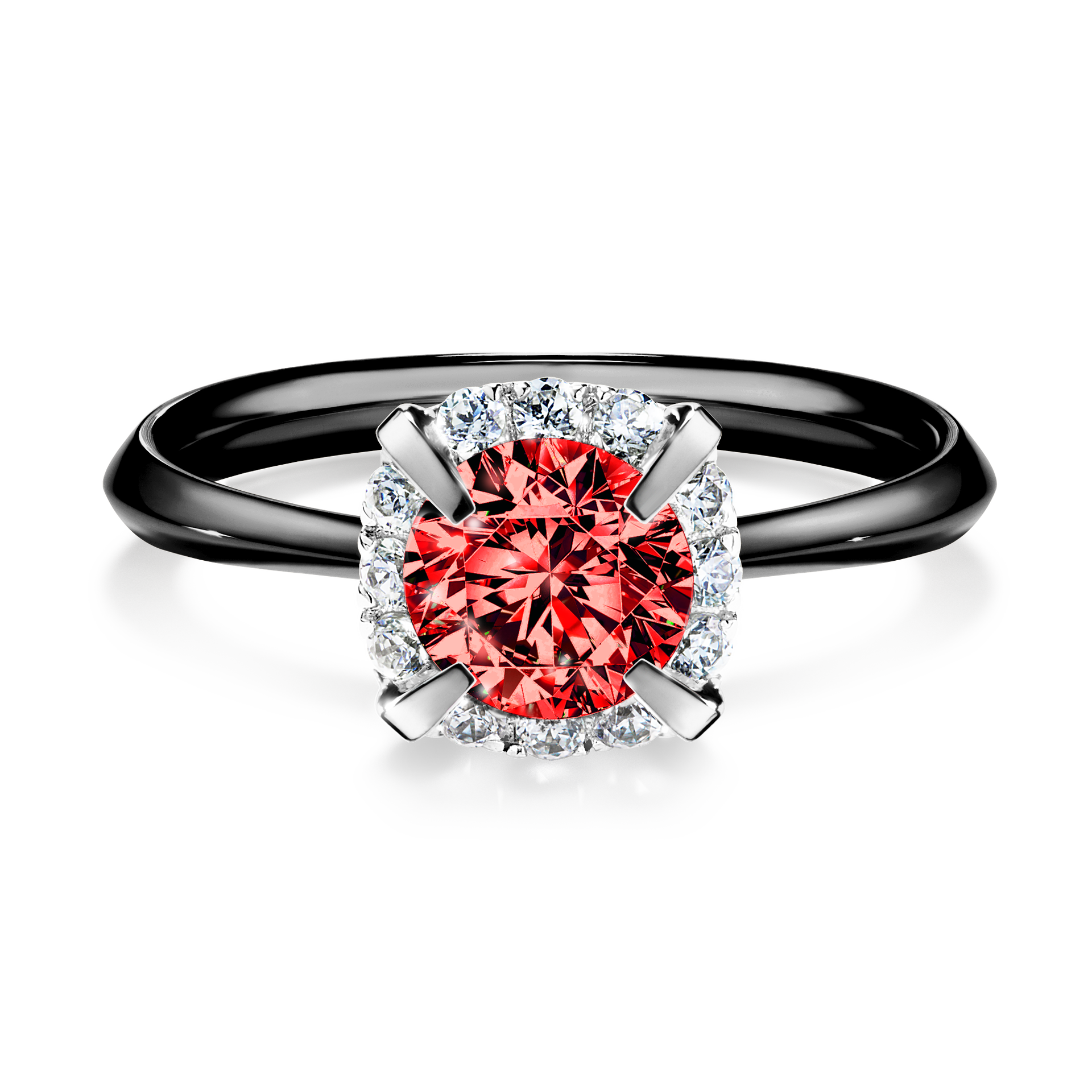 Pierścionek zaręczynowy My Beauty z czarnego złota z czerwonym diamentem 0,98CT