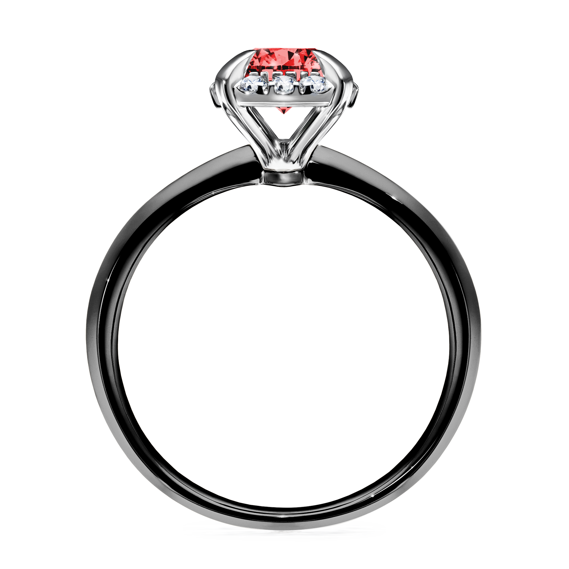 Pierścionek zaręczynowy My Beauty z czarnego złota z czerwonym diamentem 0,98CT