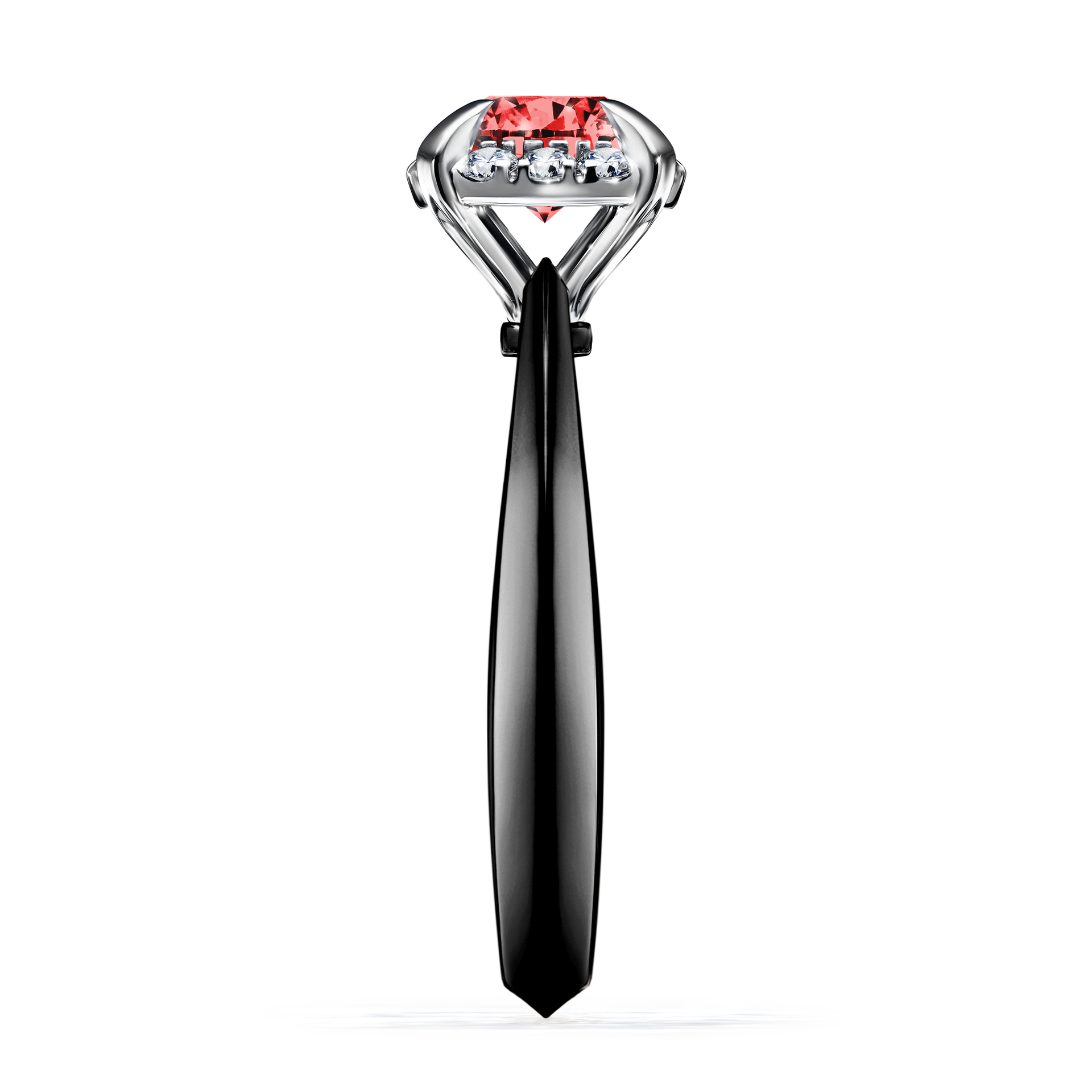 Pierścionek zaręczynowy My Beauty z czarnego złota z czerwonym diamentem 0,98CT