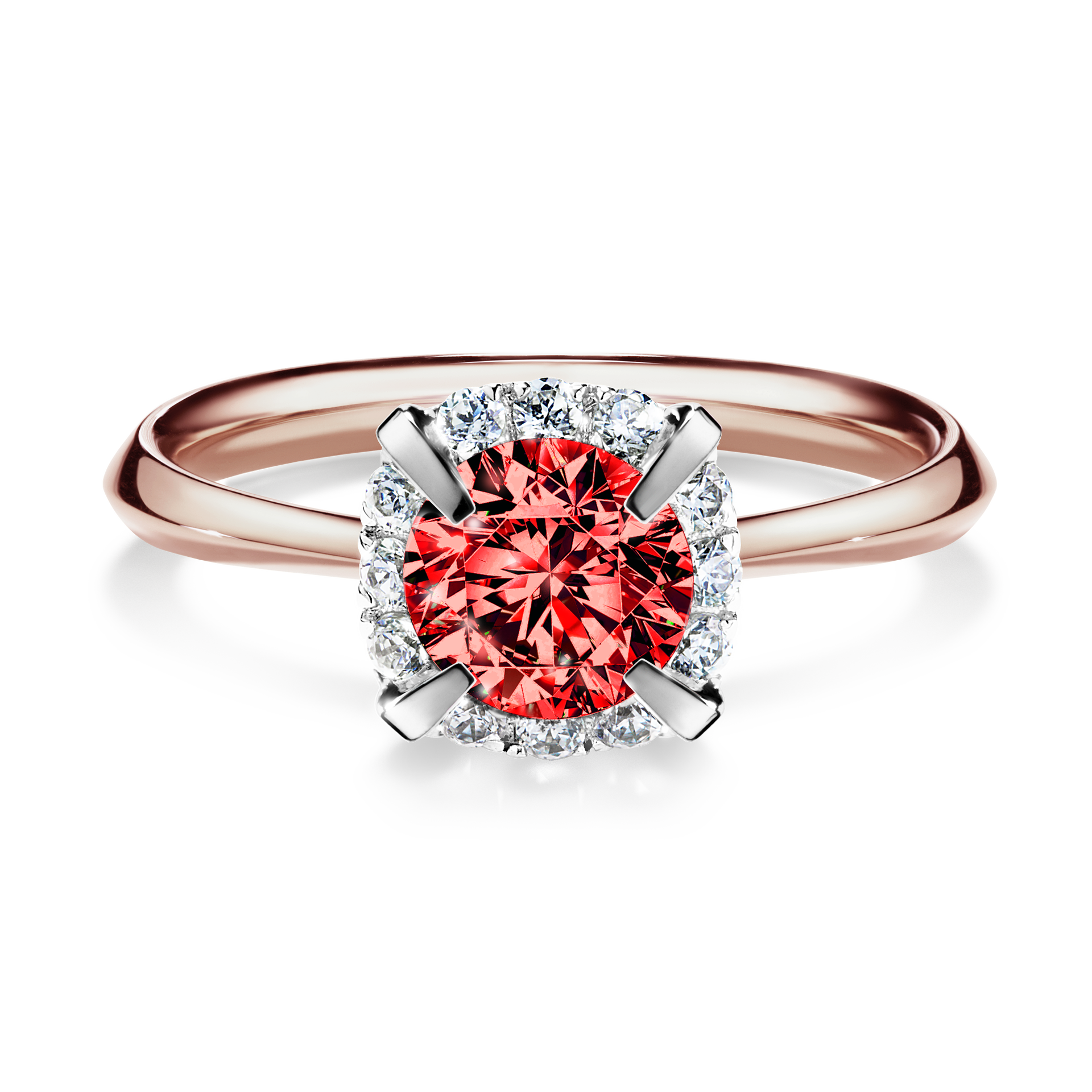 Pierścionek zaręczynowy My Beauty z różowego złota z czerwonym diamentem 0,98CT