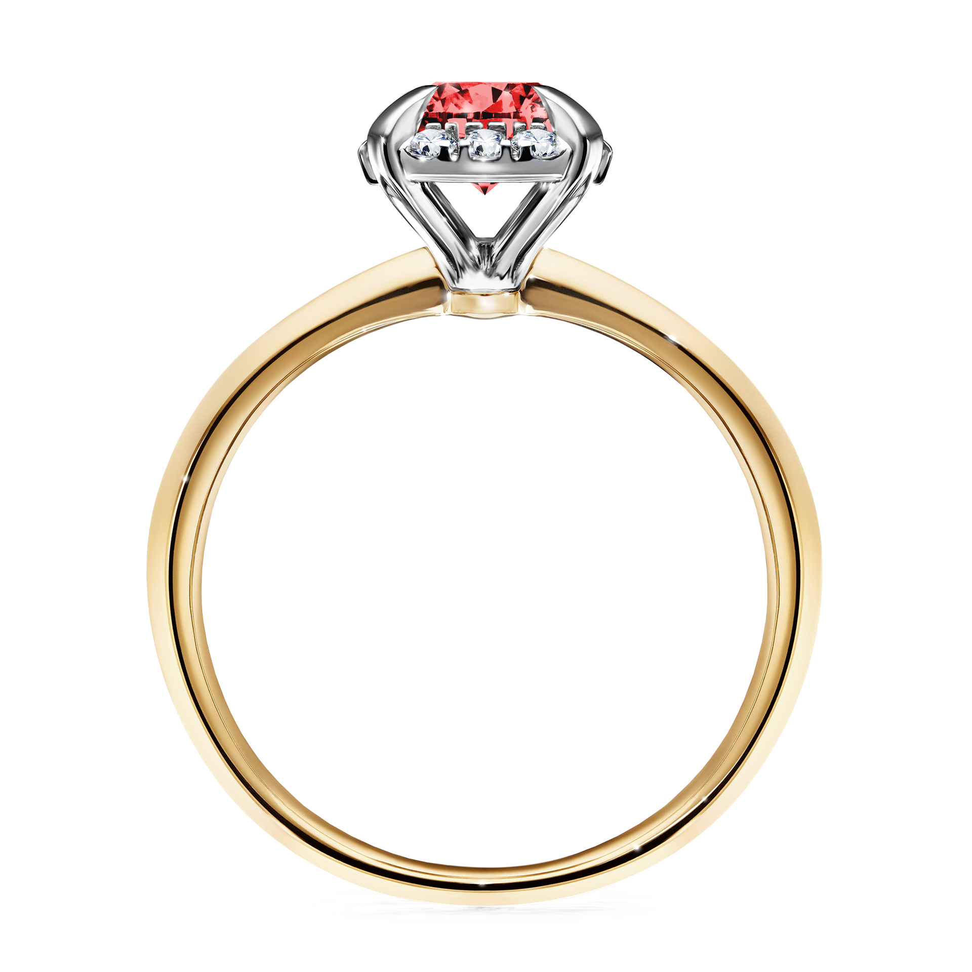 Pierścionek zaręczynowy My Beauty z żółtego złota z czerwonym diamentem 0,98CT