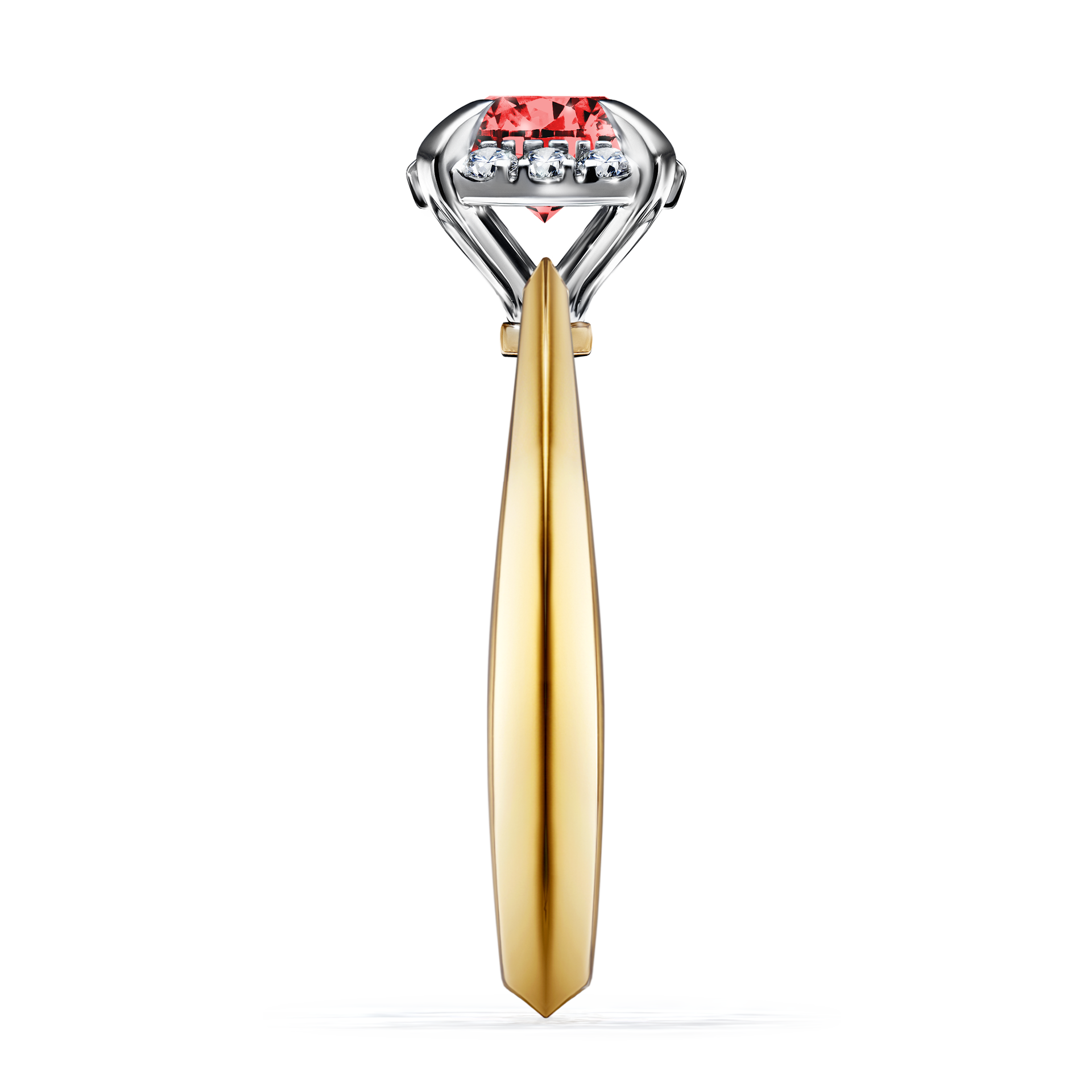 Pierścionek zaręczynowy My Beauty z żółtego złota z czerwonym diamentem 0,98CT