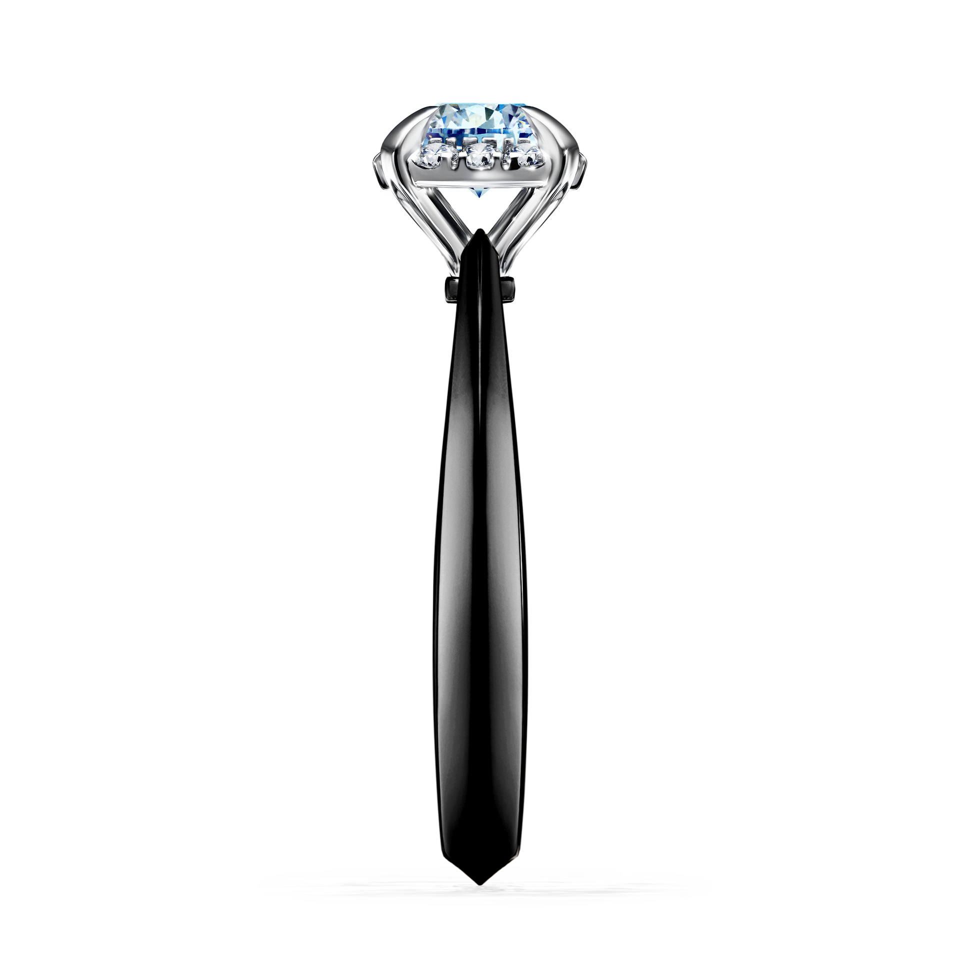 Pierścionek zaręczynowy My Beauty z czarnego złota z niebieskim diamentem 0,62CT