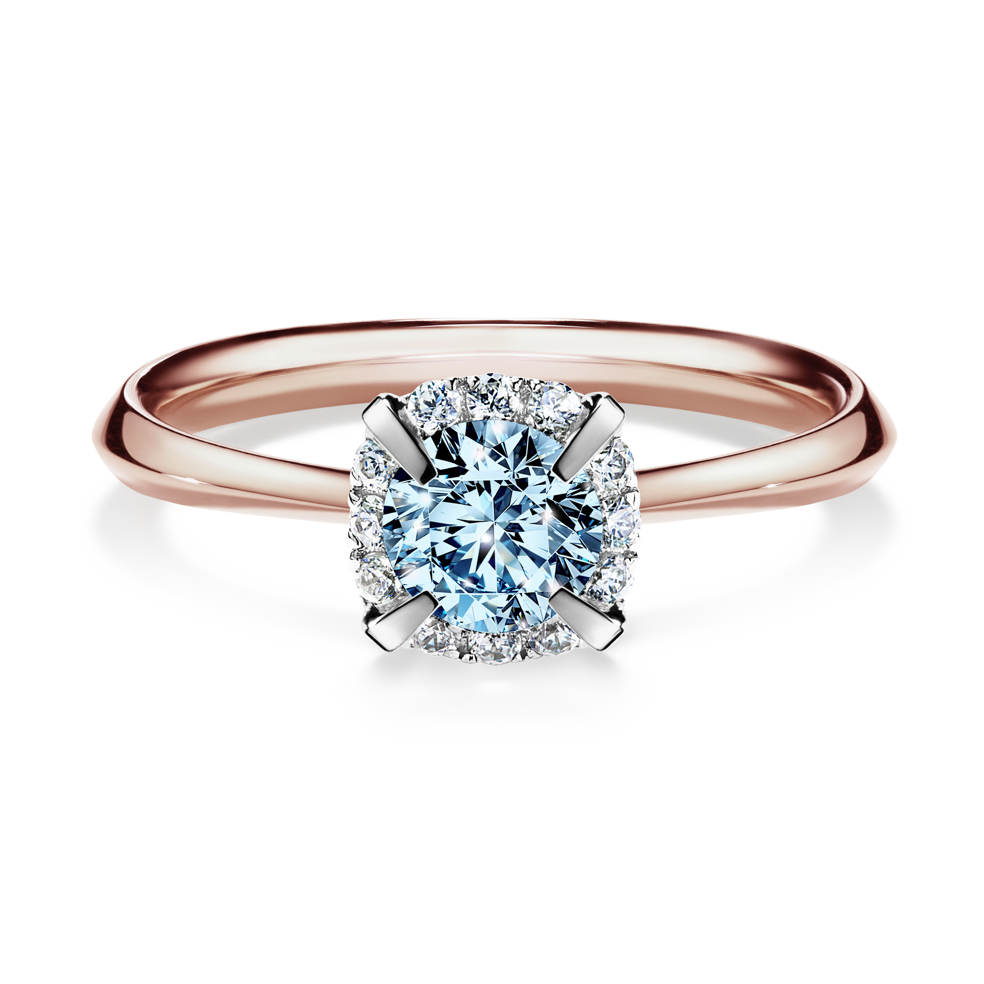 Pierścionek zaręczynowy My Beauty z różowego złota z niebieskim diamentem 0,62CT