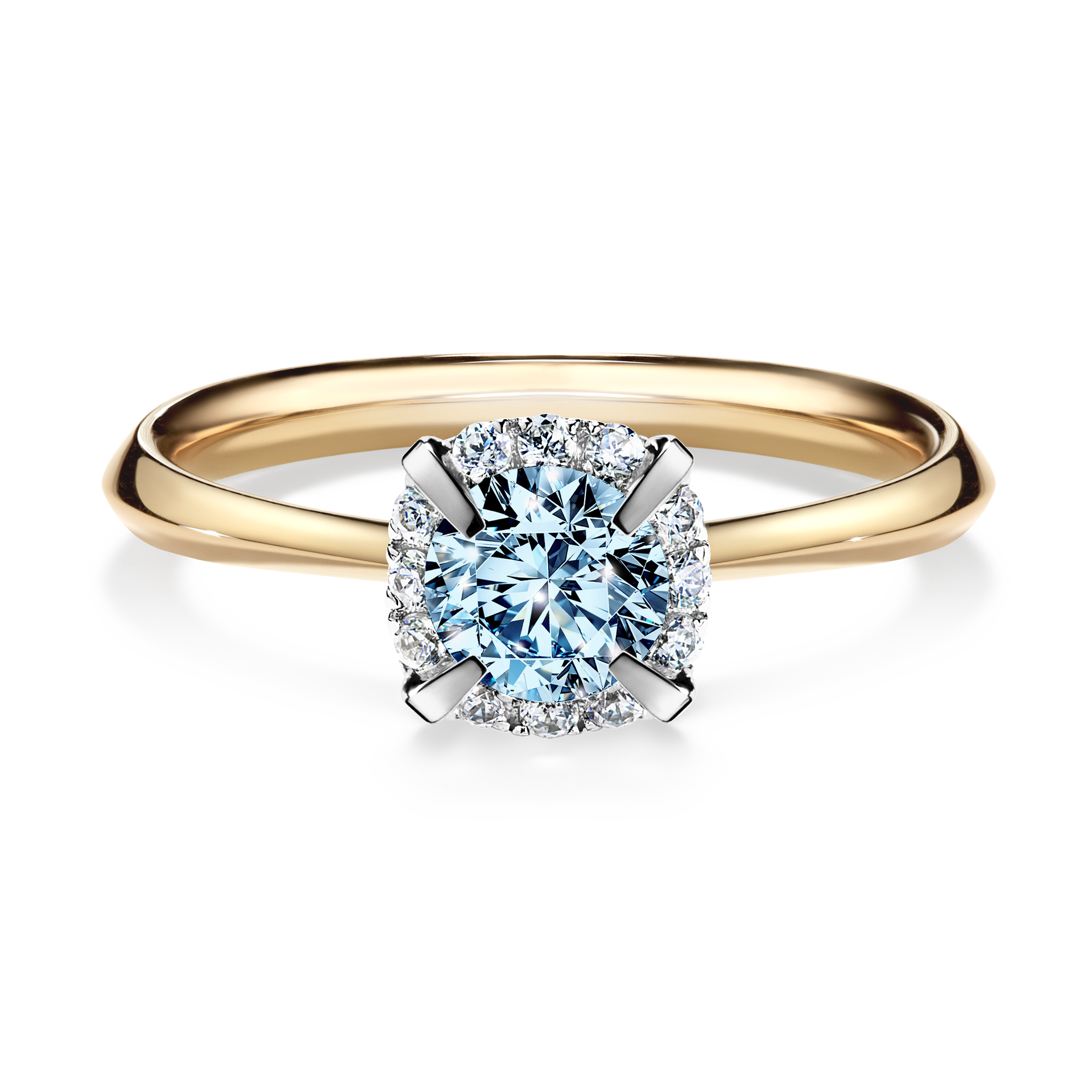 Pierścionek zaręczynowy My Beauty z żółtego złota z niebieskim diamentem 0,62CT