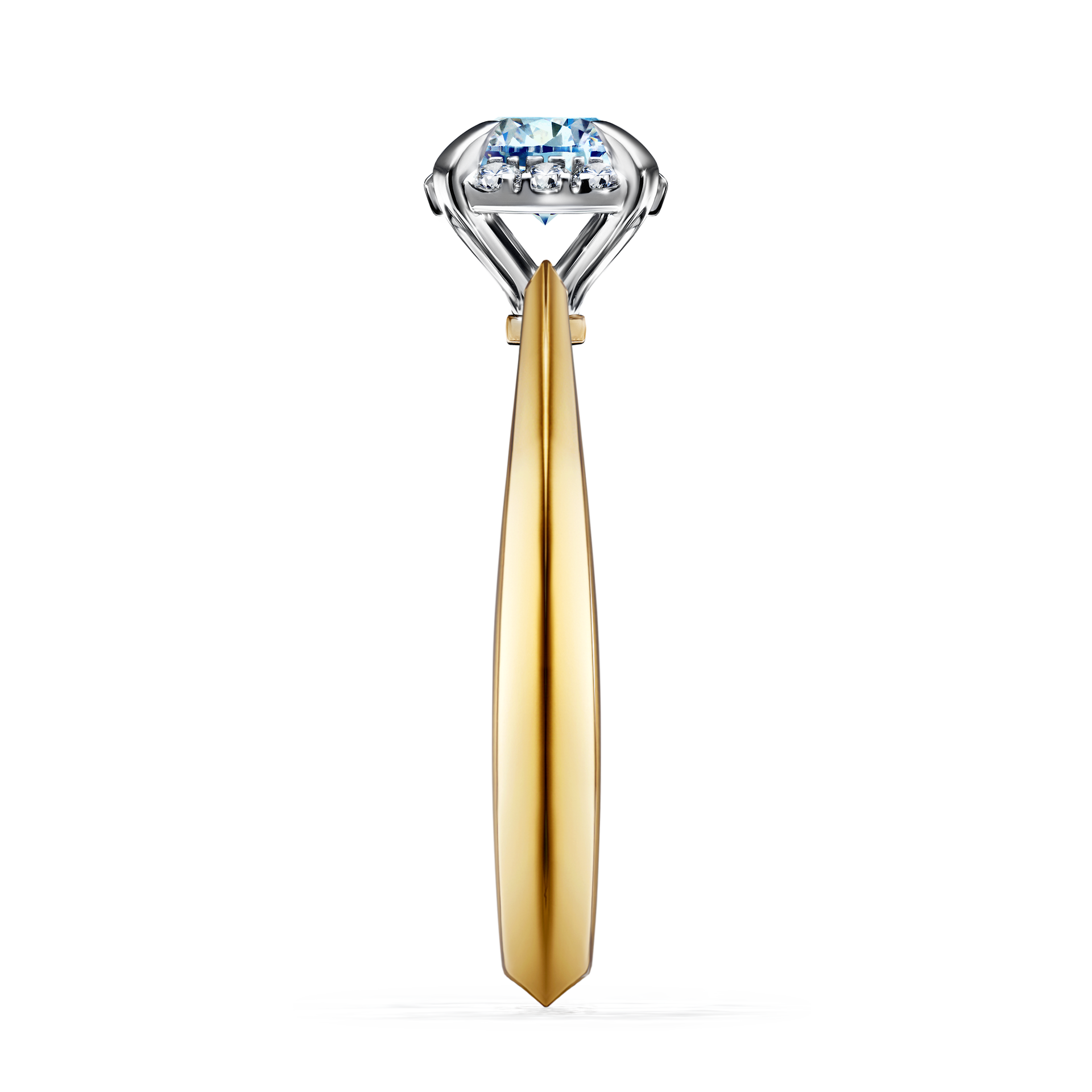 Pierścionek zaręczynowy My Beauty z żółtego złota z niebieskim diamentem 0,62CT