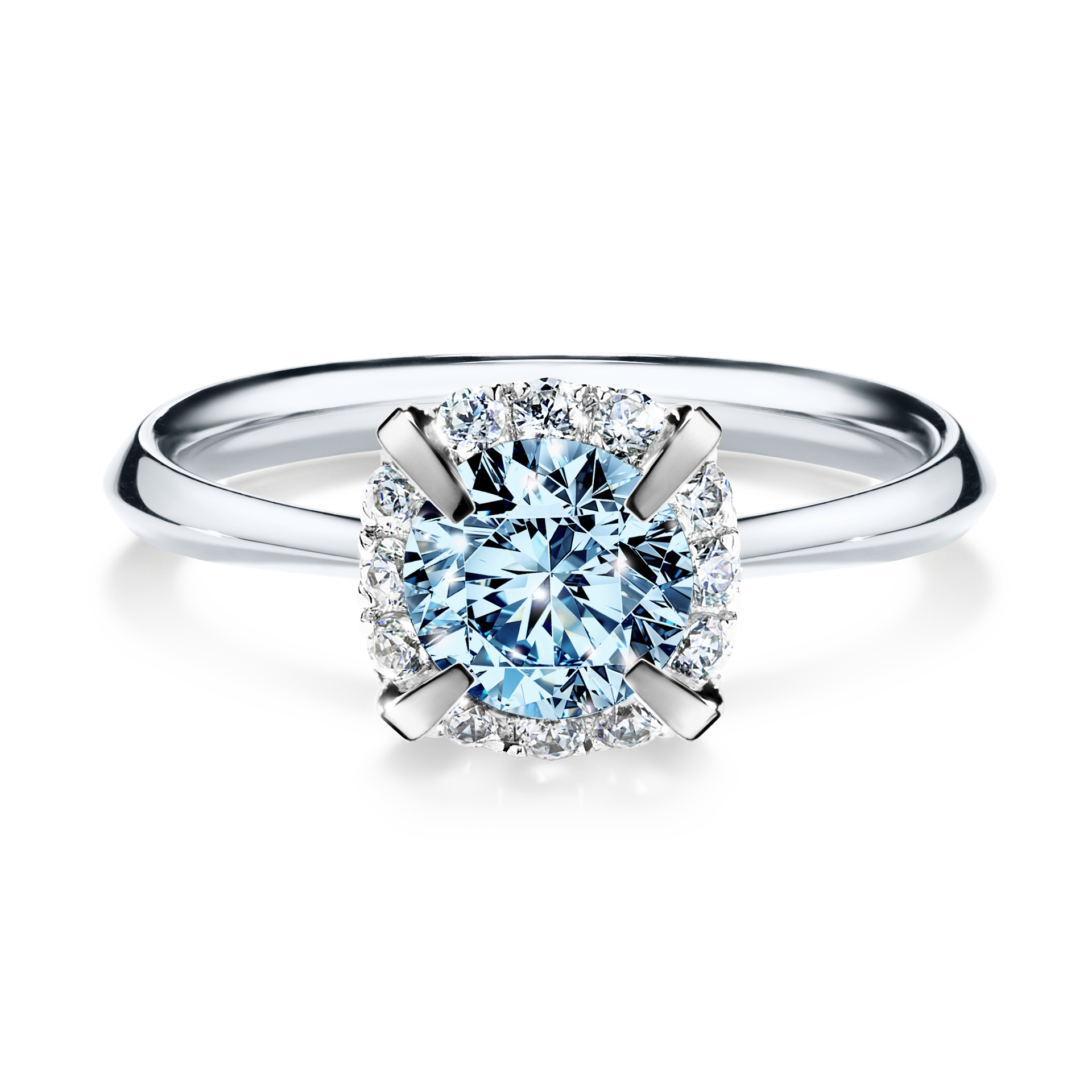 Pierścionek zaręczynowy My Beauty z białego złota z niebieskim diamentem 0,98CT