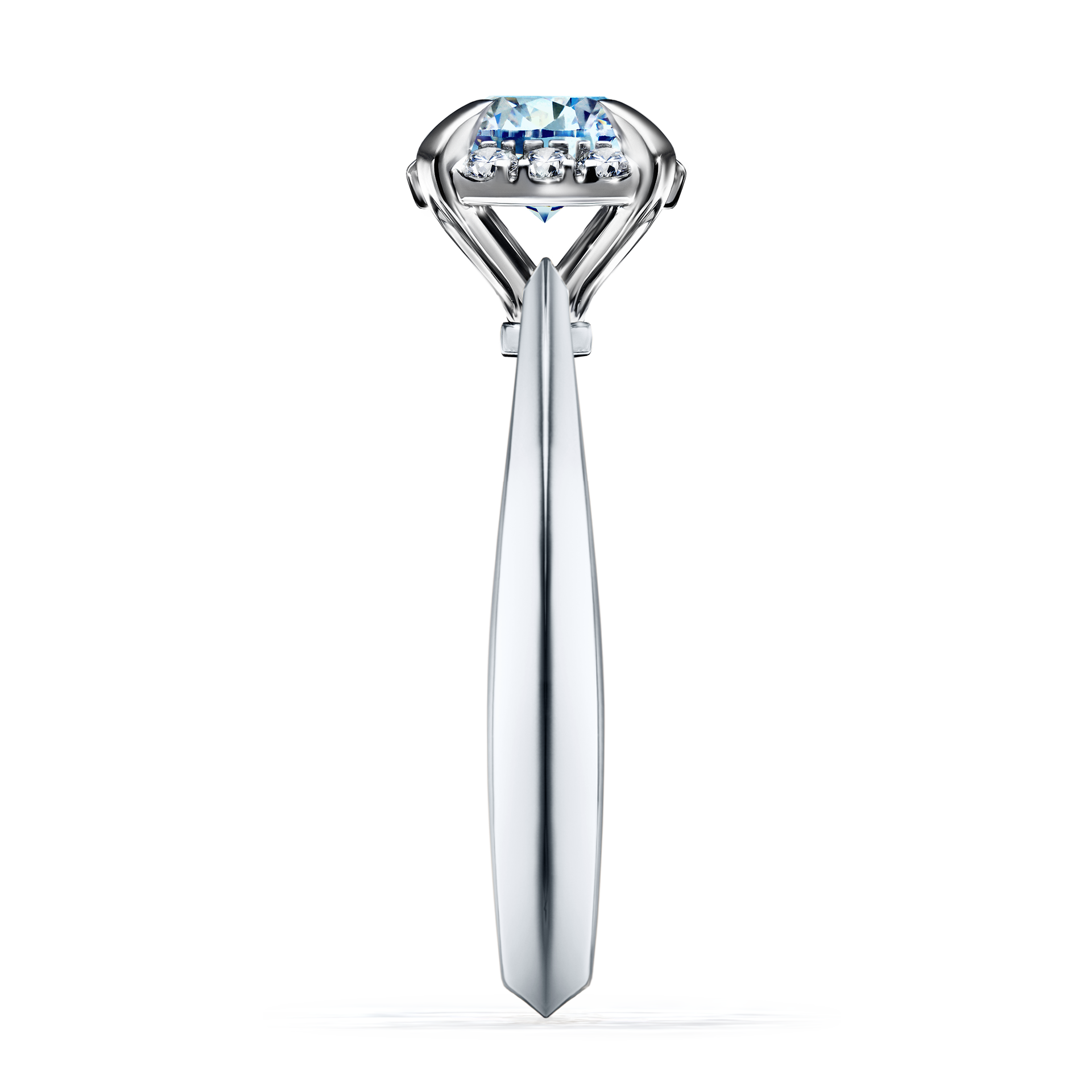 Pierścionek zaręczynowy My Beauty z białego złota z niebieskim diamentem 0,98CT