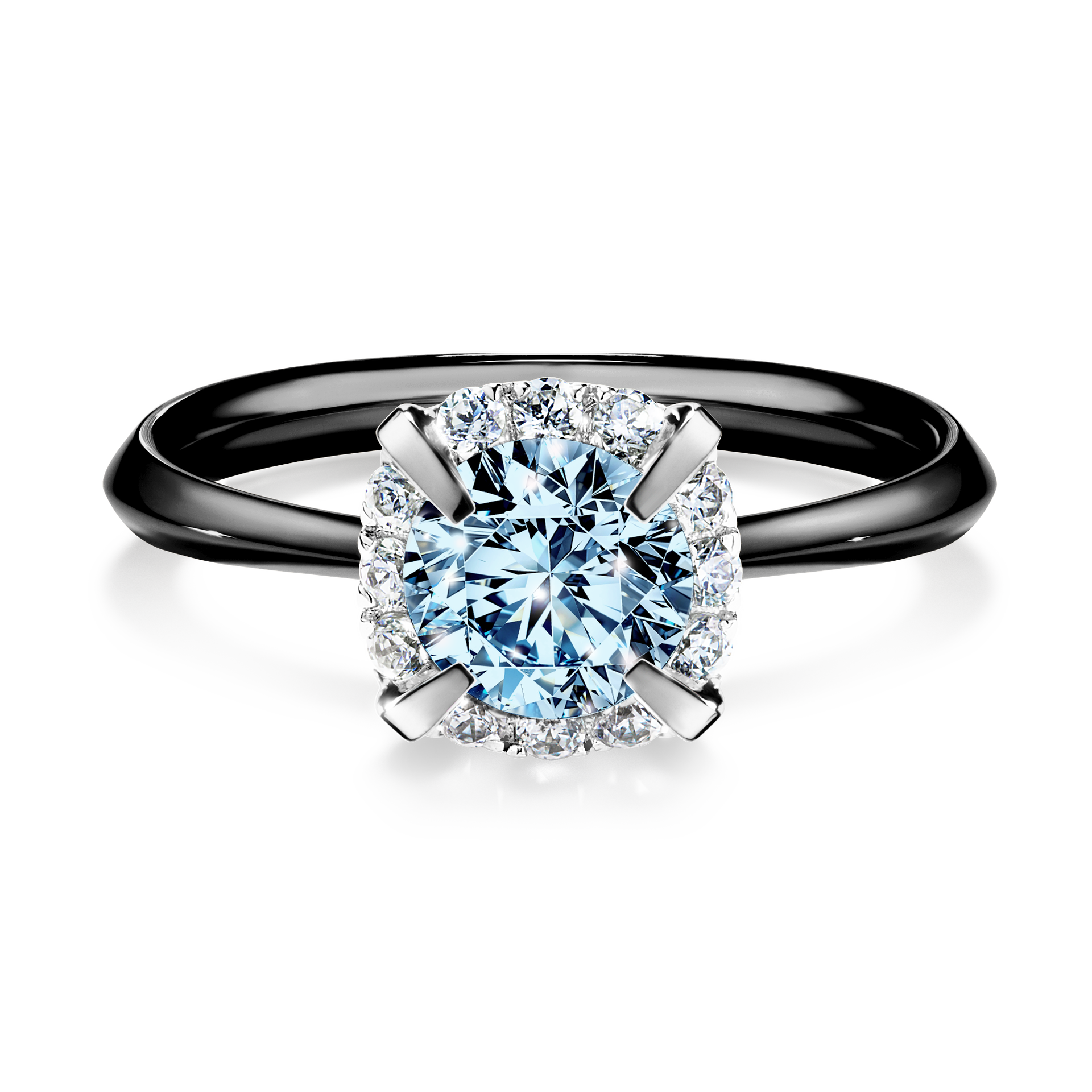 Pierścionek zaręczynowy My Beauty z czarnego złota z niebieskim diamentem 0,98CT