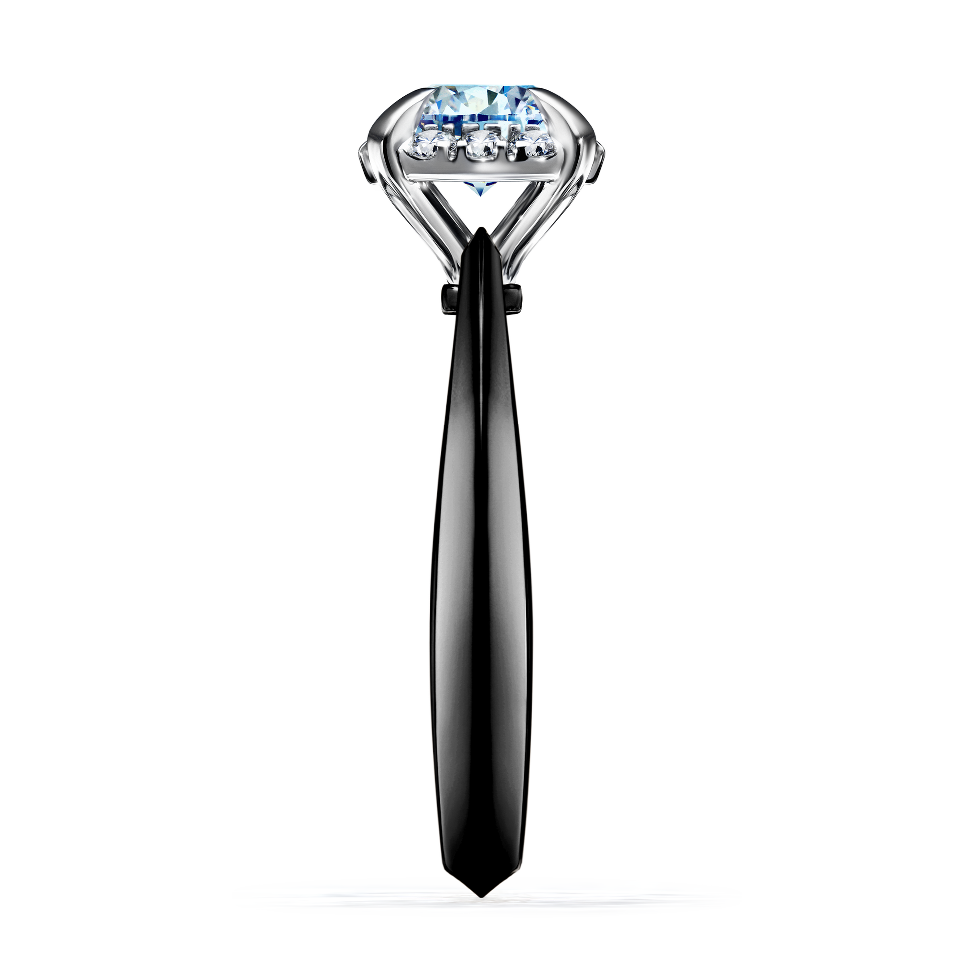 Pierścionek zaręczynowy My Beauty z czarnego złota z niebieskim diamentem 0,98CT