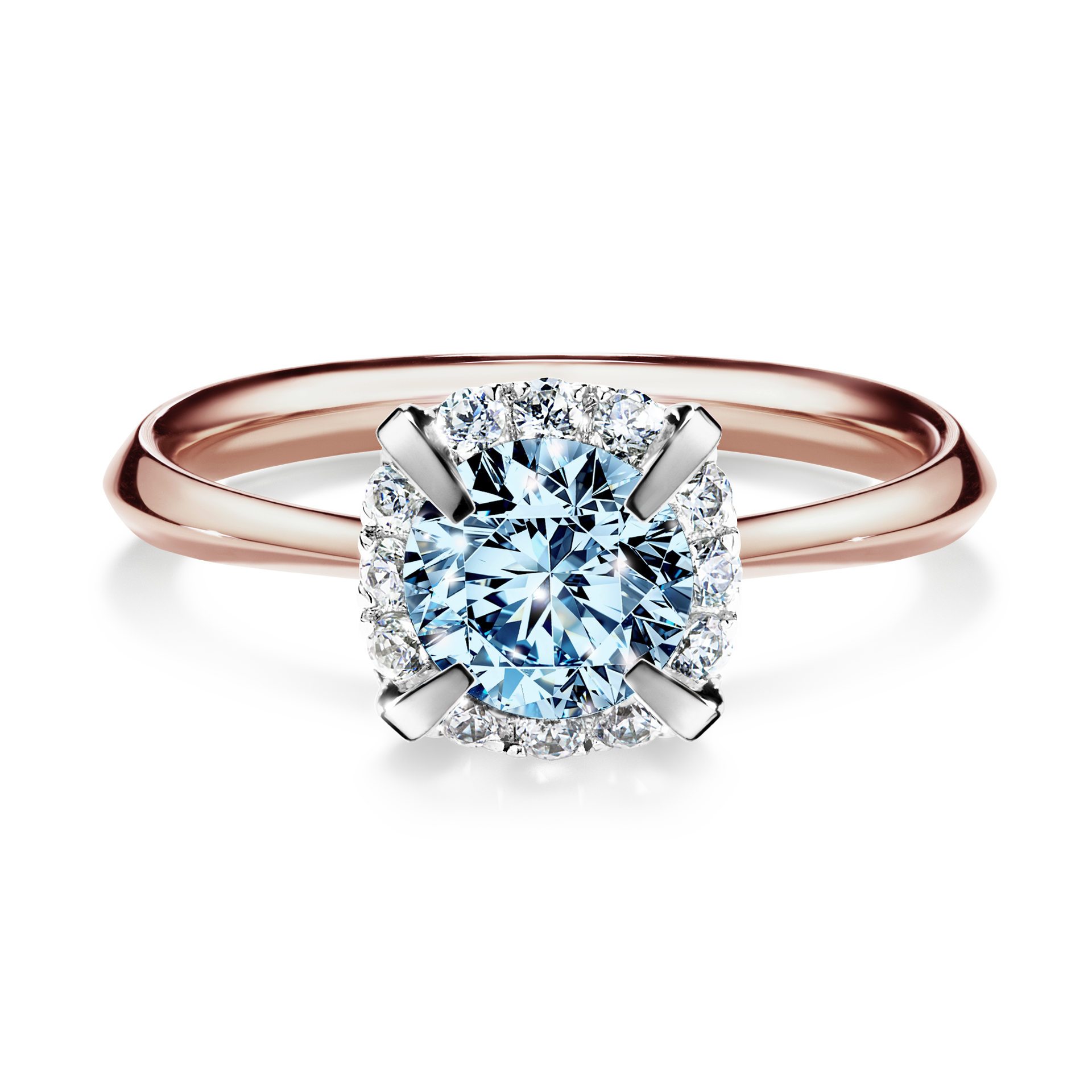 Pierścionek zaręczynowy My Beauty z różowego złota z niebieskim diamentem 0,98CT