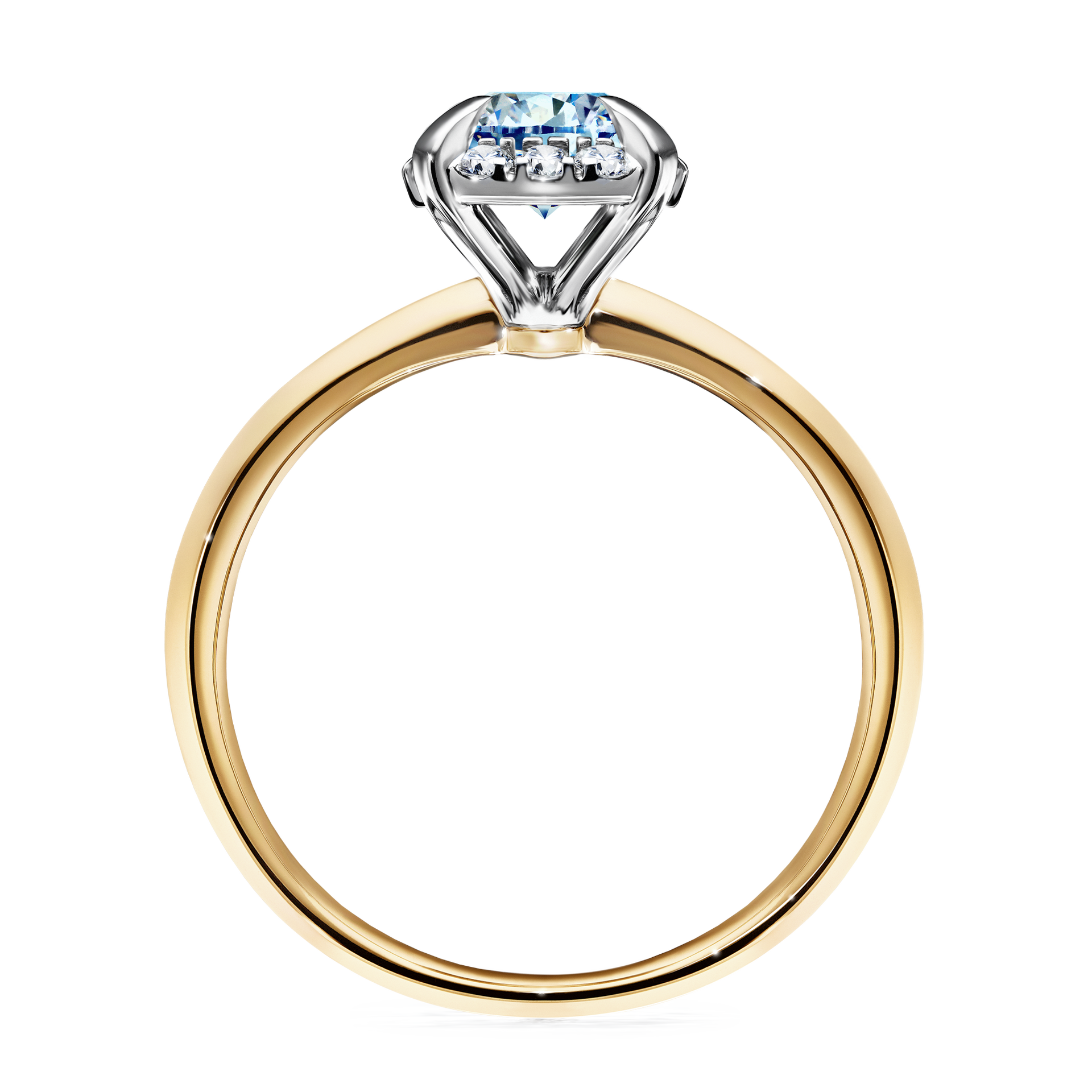 Pierścionek zaręczynowy My Beauty z żółtego złota z niebieskim diamentem 0,98CT