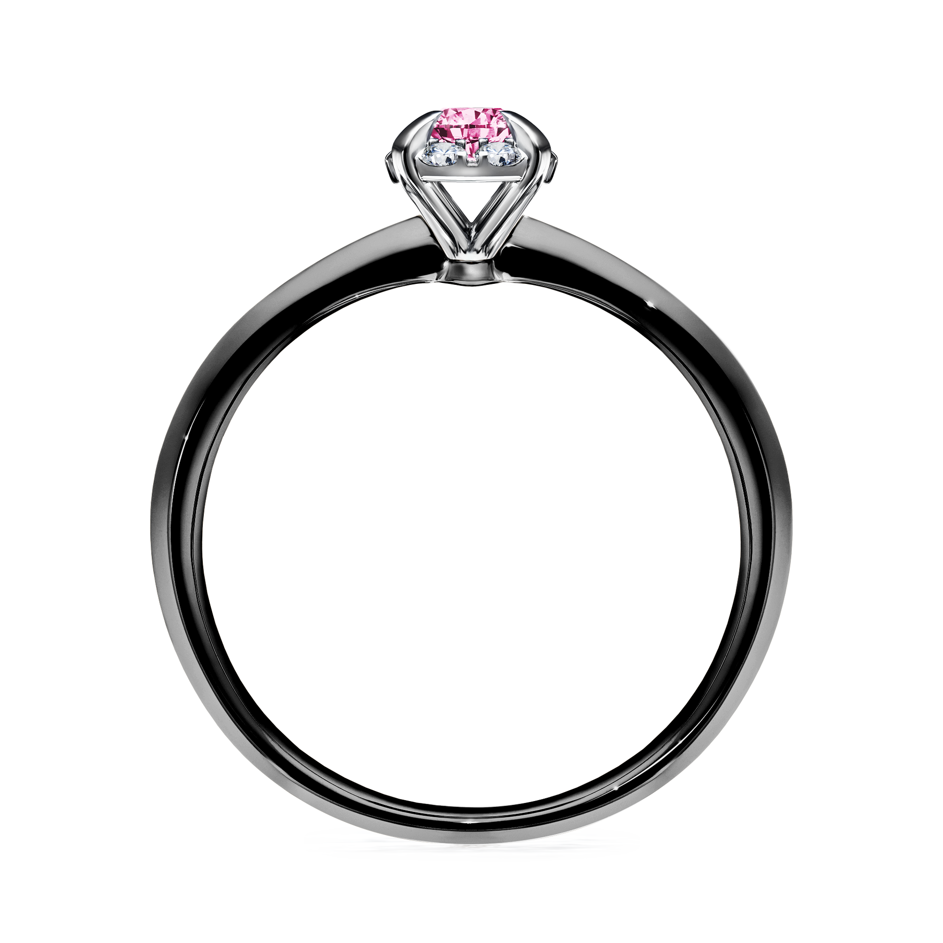 Pierścionek zaręczynowy My Beauty z czarnego złota z różowym diamentem 0,14CT