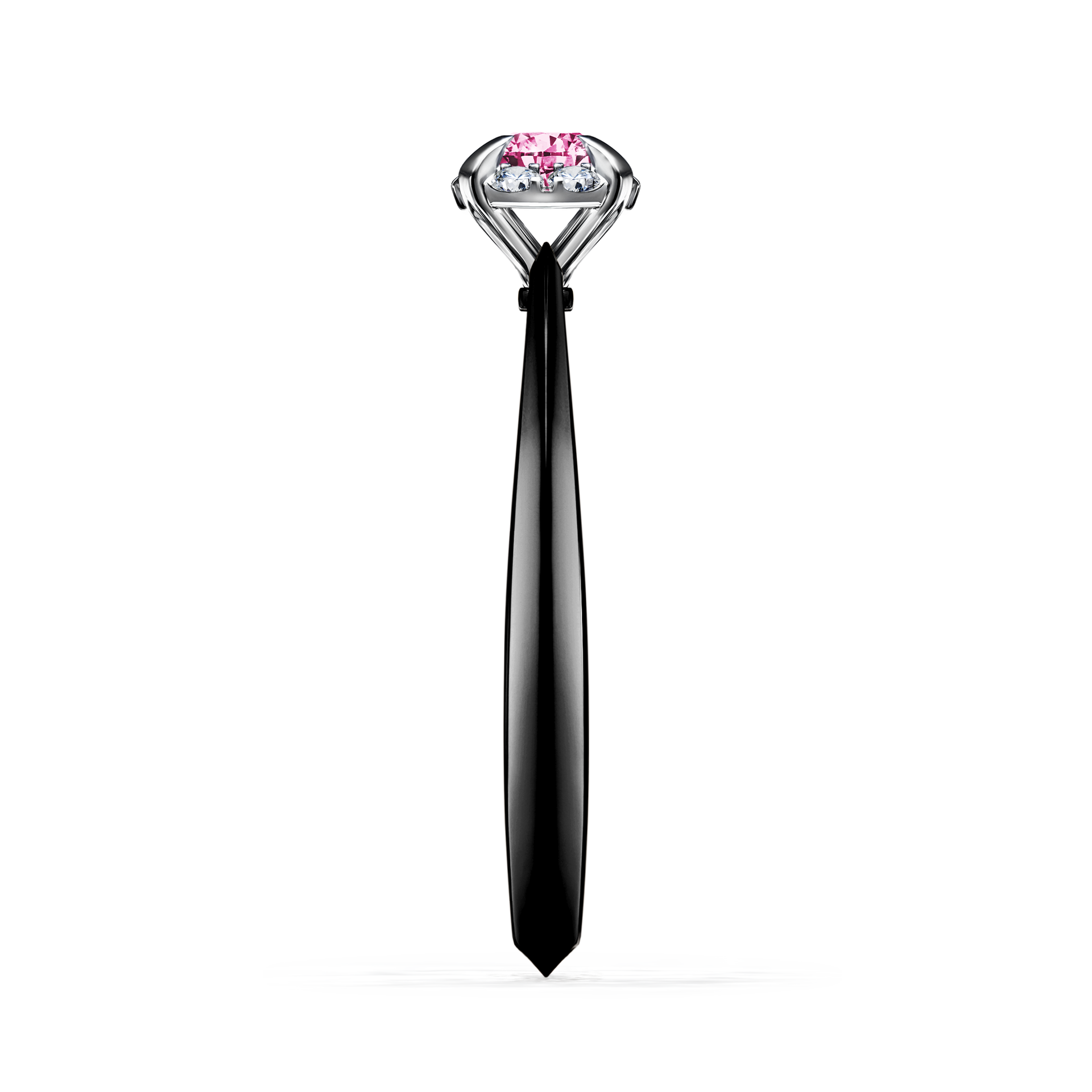 Pierścionek zaręczynowy My Beauty z czarnego złota z różowym diamentem 0,14CT