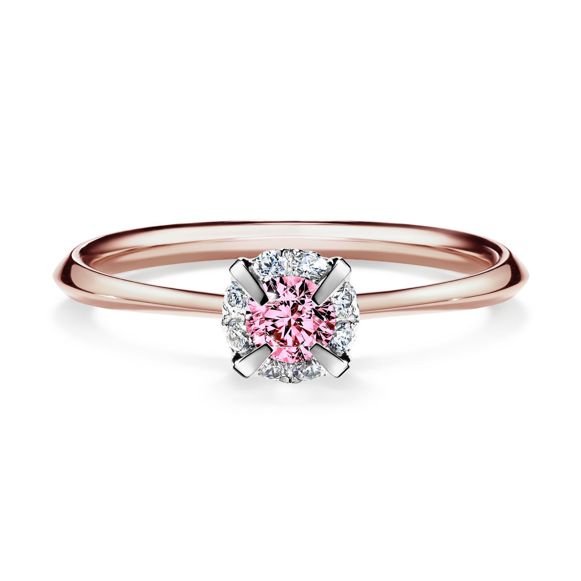 Pierścionek zaręczynowy My Beauty z różowego złota z różowym diamentem 0,14CT