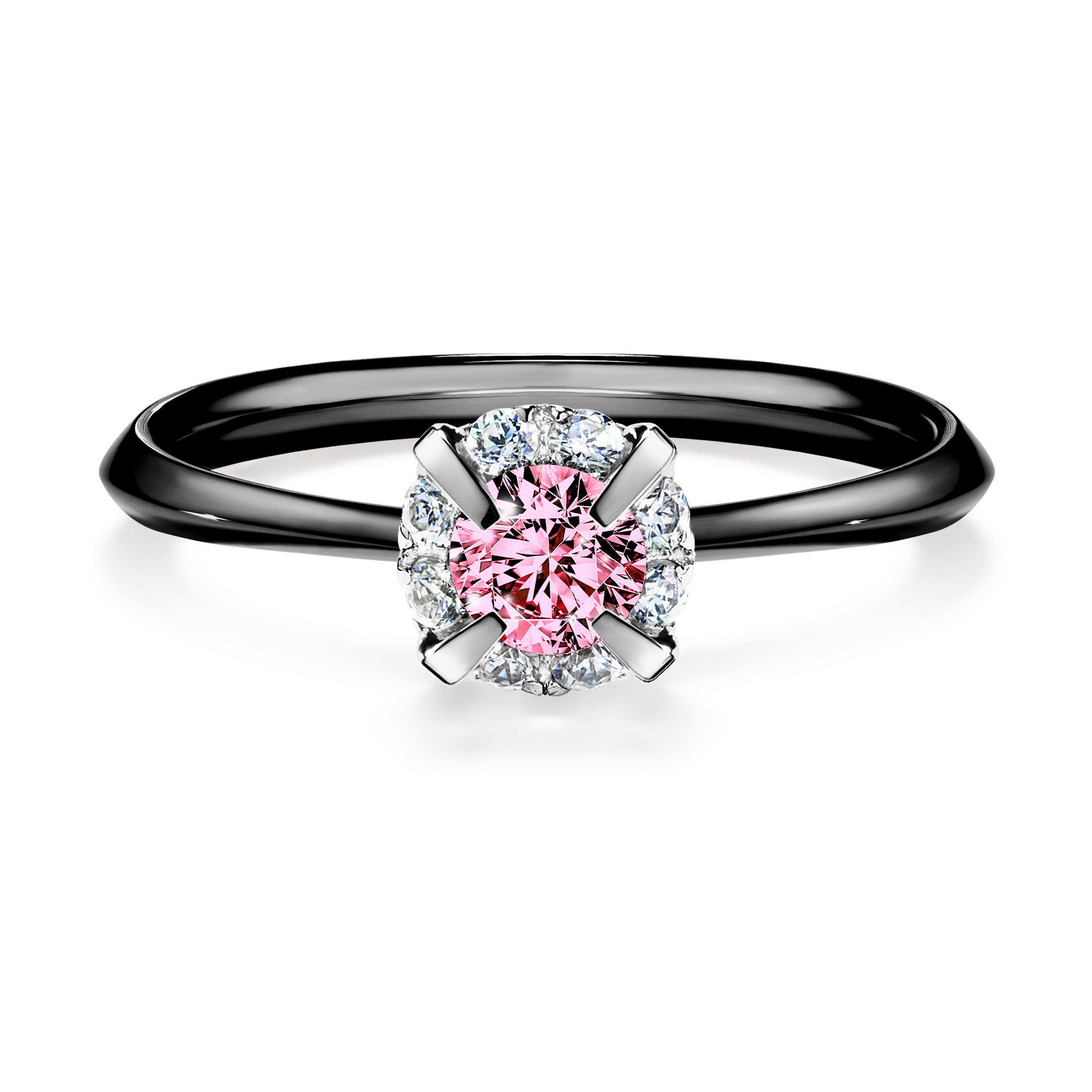 Pierścionek zaręczynowy My Beauty z czarnego złota z różowym diamentem 0,33CT