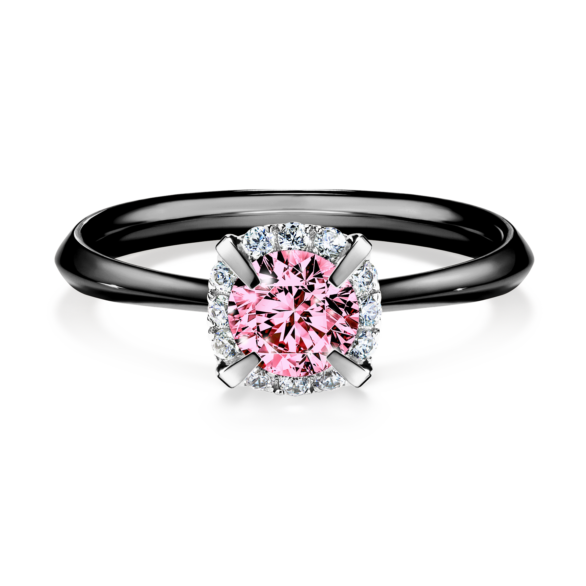 Pierścionek zaręczynowy My Beauty z czarnego złota z różowym diamentem 0,62CT