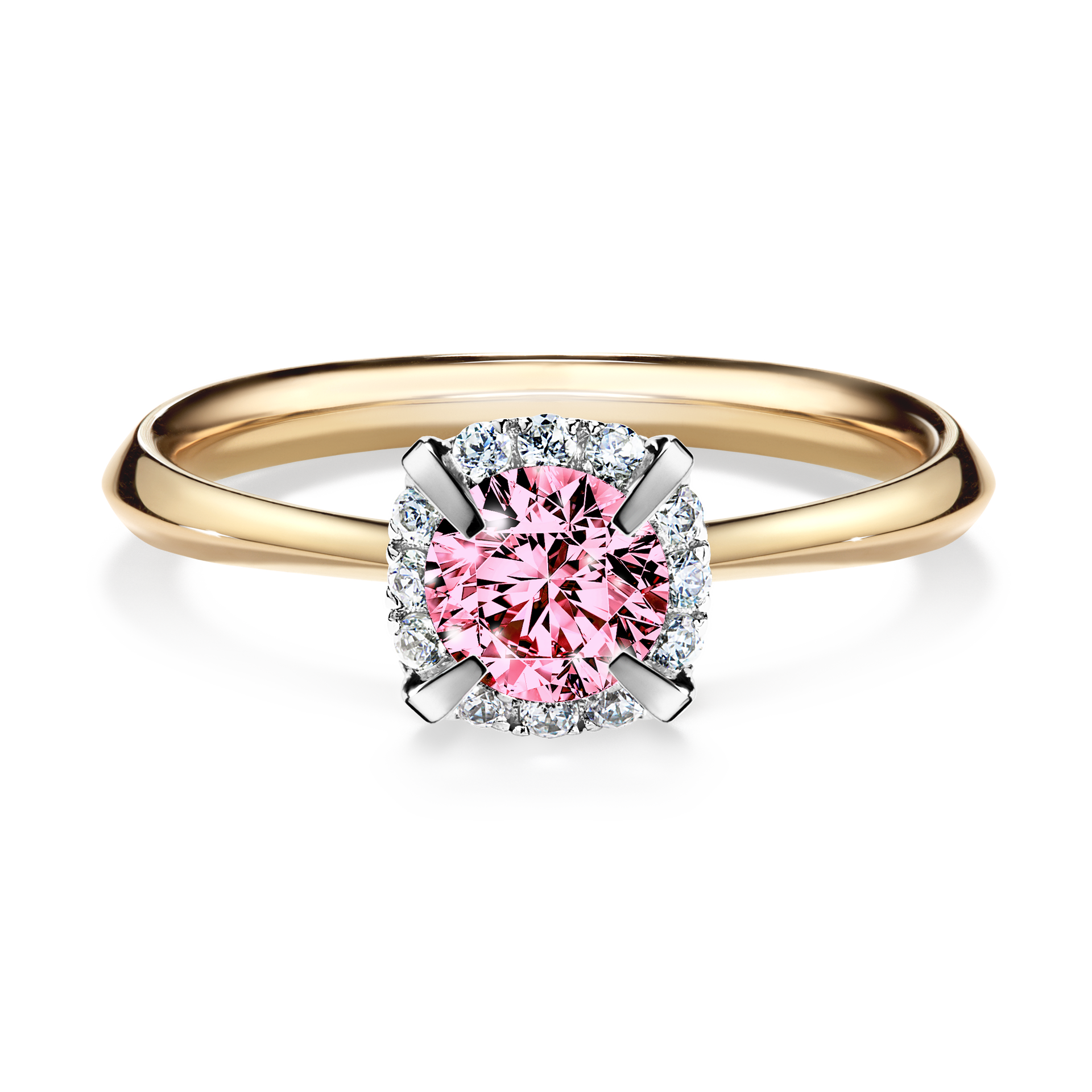 Pierścionek zaręczynowy My Beauty z żółtego złota z różowym diamentem 0,62CT