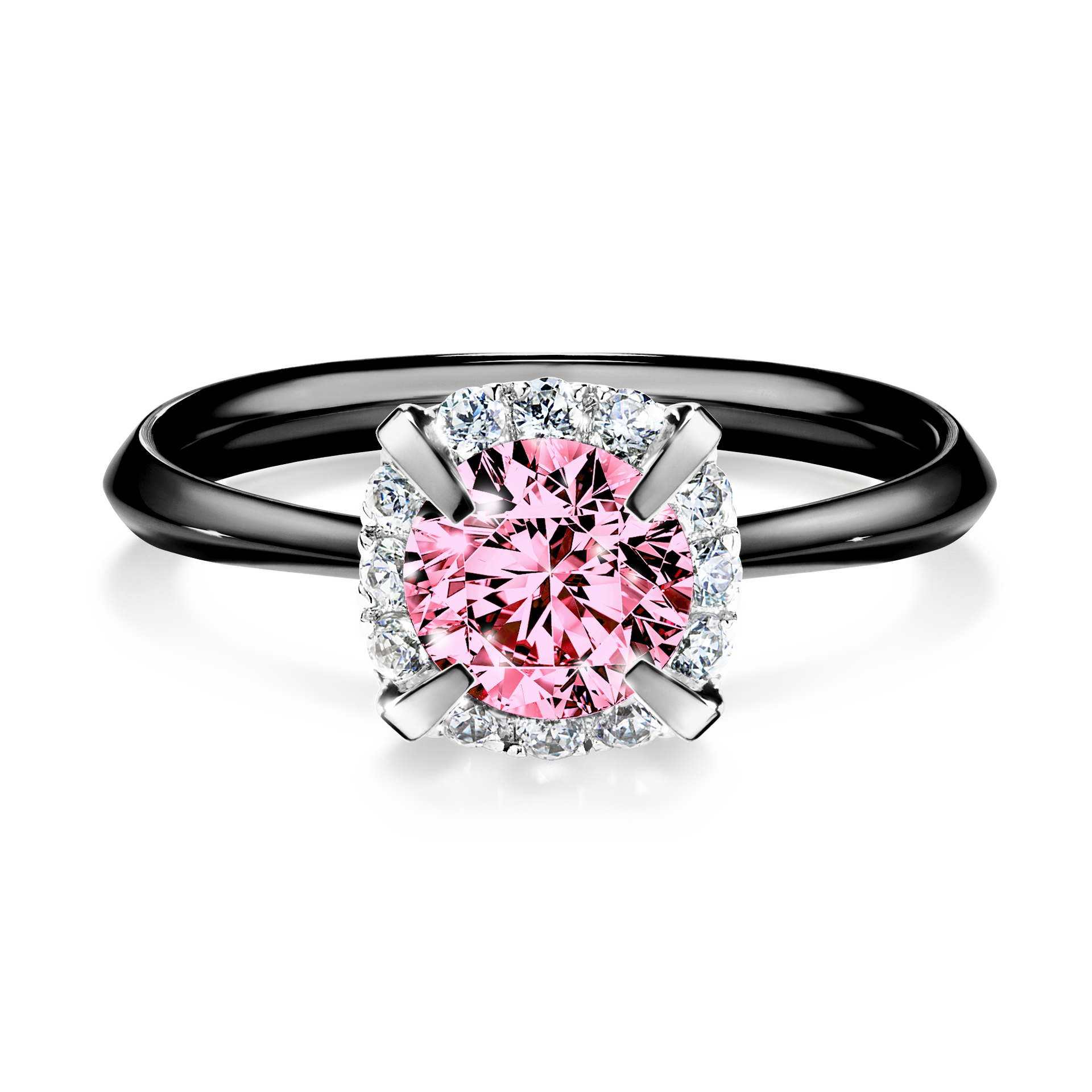 Pierścionek zaręczynowy My Beauty z czarnego złota z różowym diamentem 0,98CT