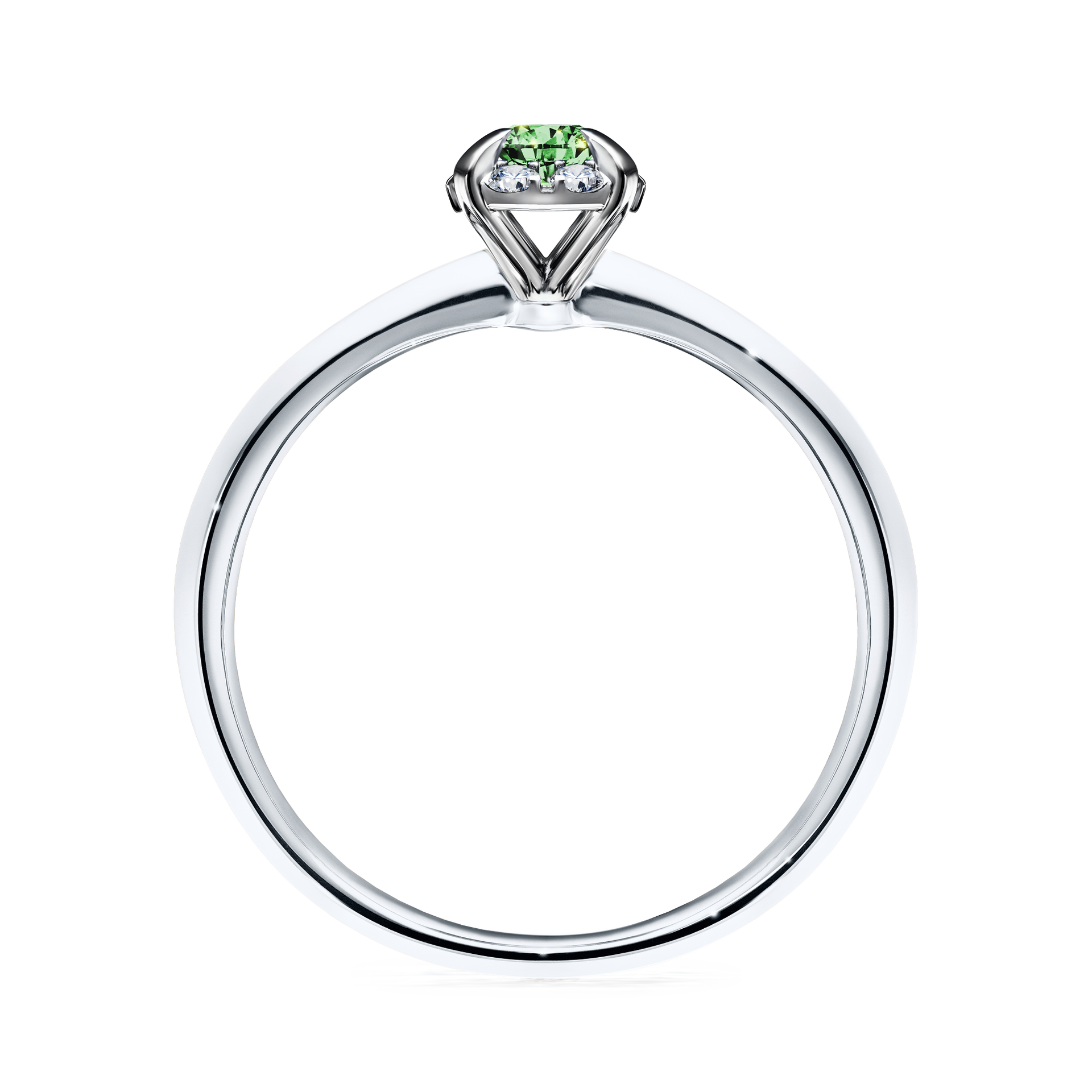 Pierścionek zaręczynowy My Beauty z białego złota z ciemnym zielonym diamentem 0,14CT