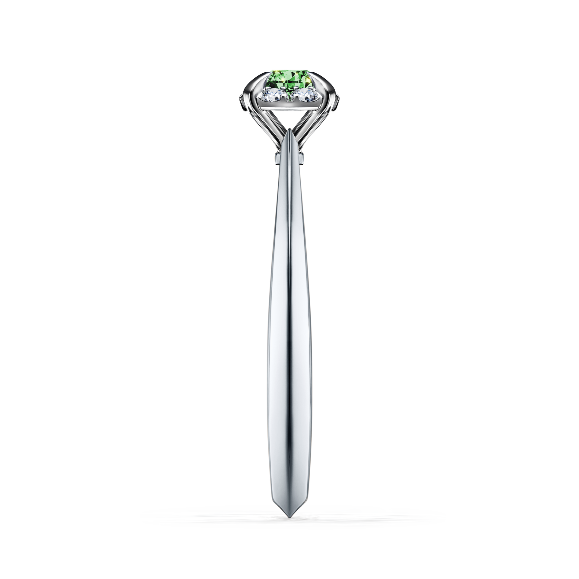 Pierścionek zaręczynowy My Beauty z białego złota z ciemnym zielonym diamentem 0,14CT