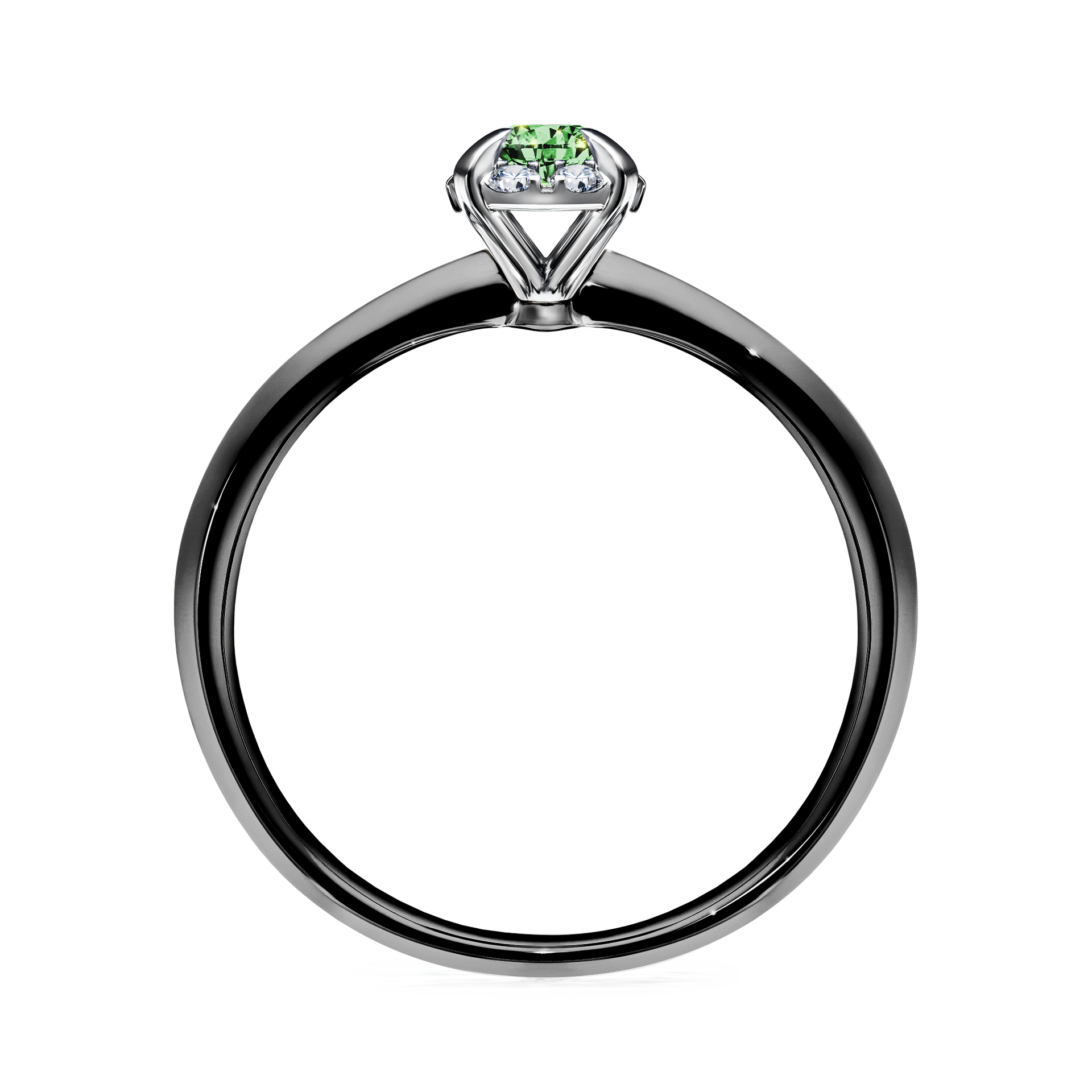 Pierścionek zaręczynowy My Beauty z czarnego złota z ciemnym zielonym diamentem 0,14CT