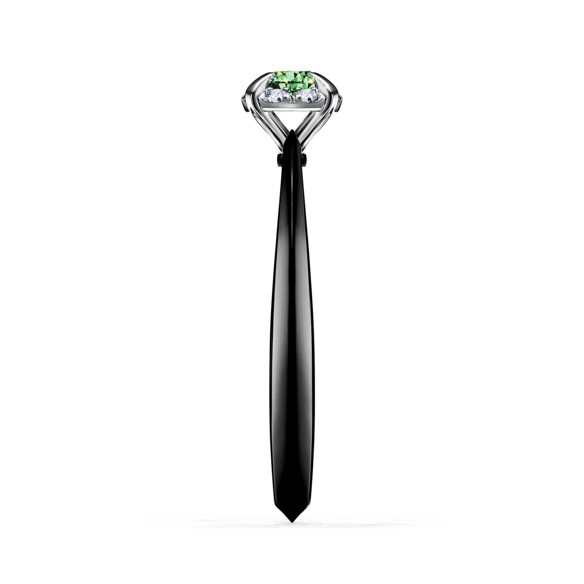 Pierścionek zaręczynowy My Beauty z czarnego złota z ciemnym zielonym diamentem 0,14CT