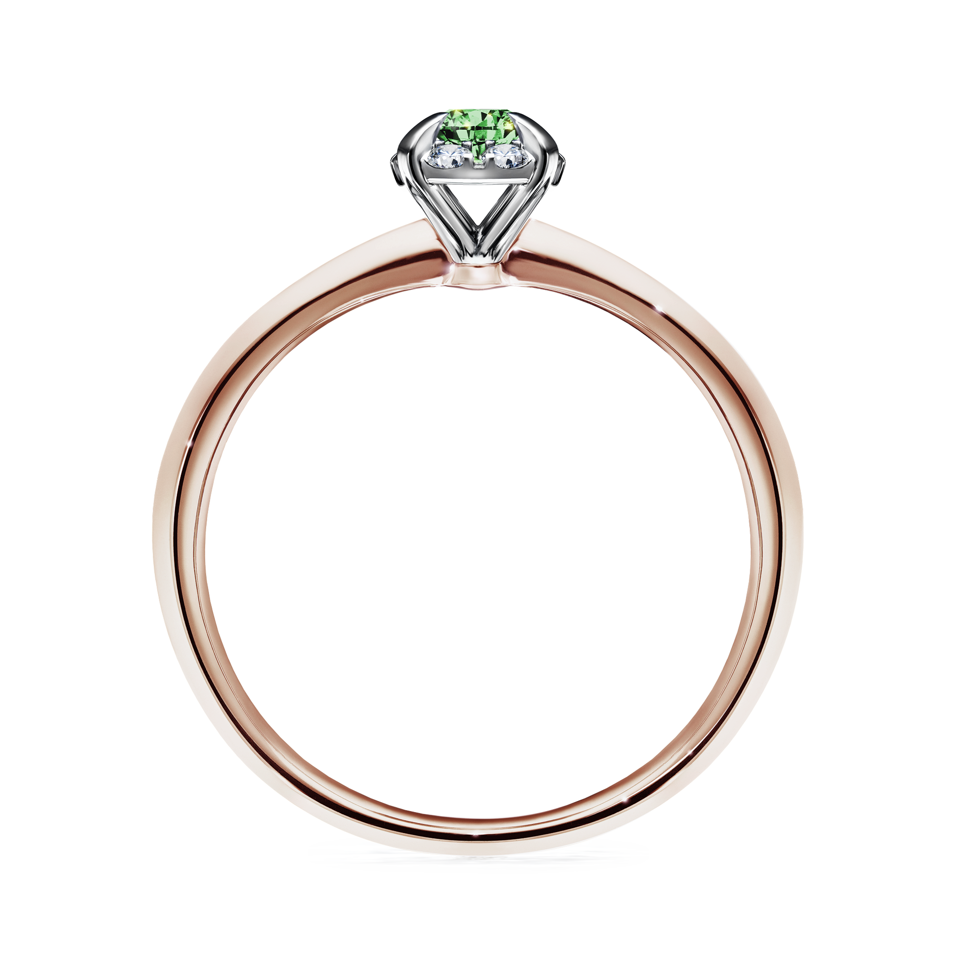 Pierścionek zaręczynowy My Beauty z różowego złota z ciemnym zielonym diamentem 0,14CT