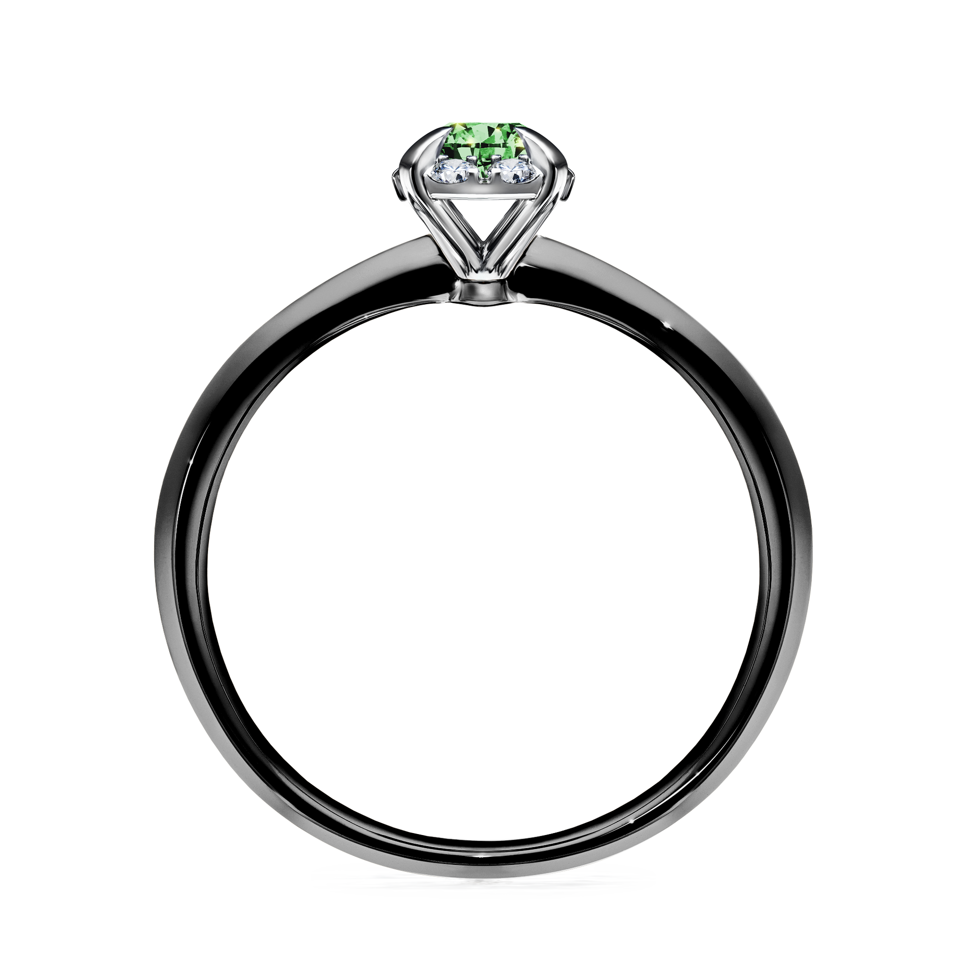 Pierścionek zaręczynowy My Beauty z czarnego złota z ciemnym zielonym diamentem 0,33CT