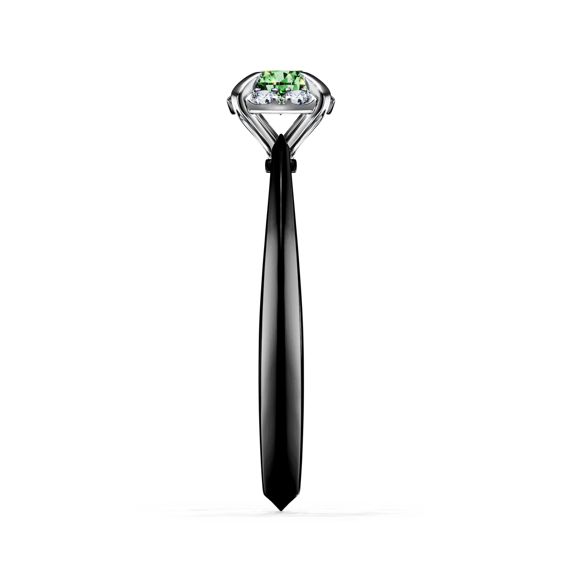 Pierścionek zaręczynowy My Beauty z czarnego złota z ciemnym zielonym diamentem 0,33CT
