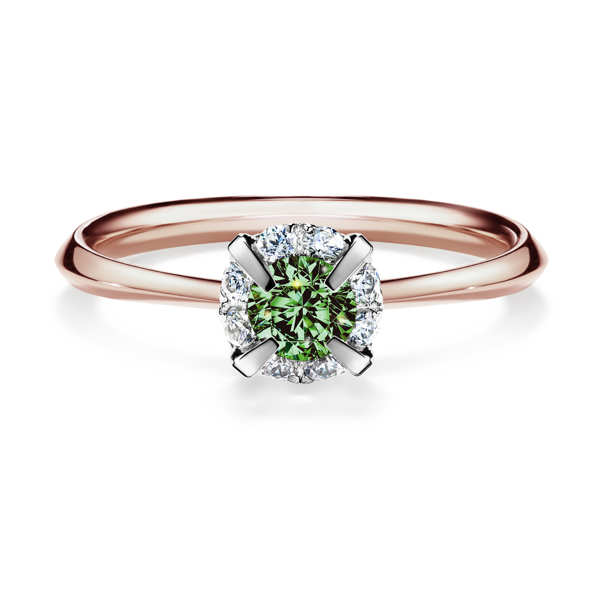 Pierścionek zaręczynowy My Beauty z różowego złota z ciemnym zielonym diamentem 0,33CT