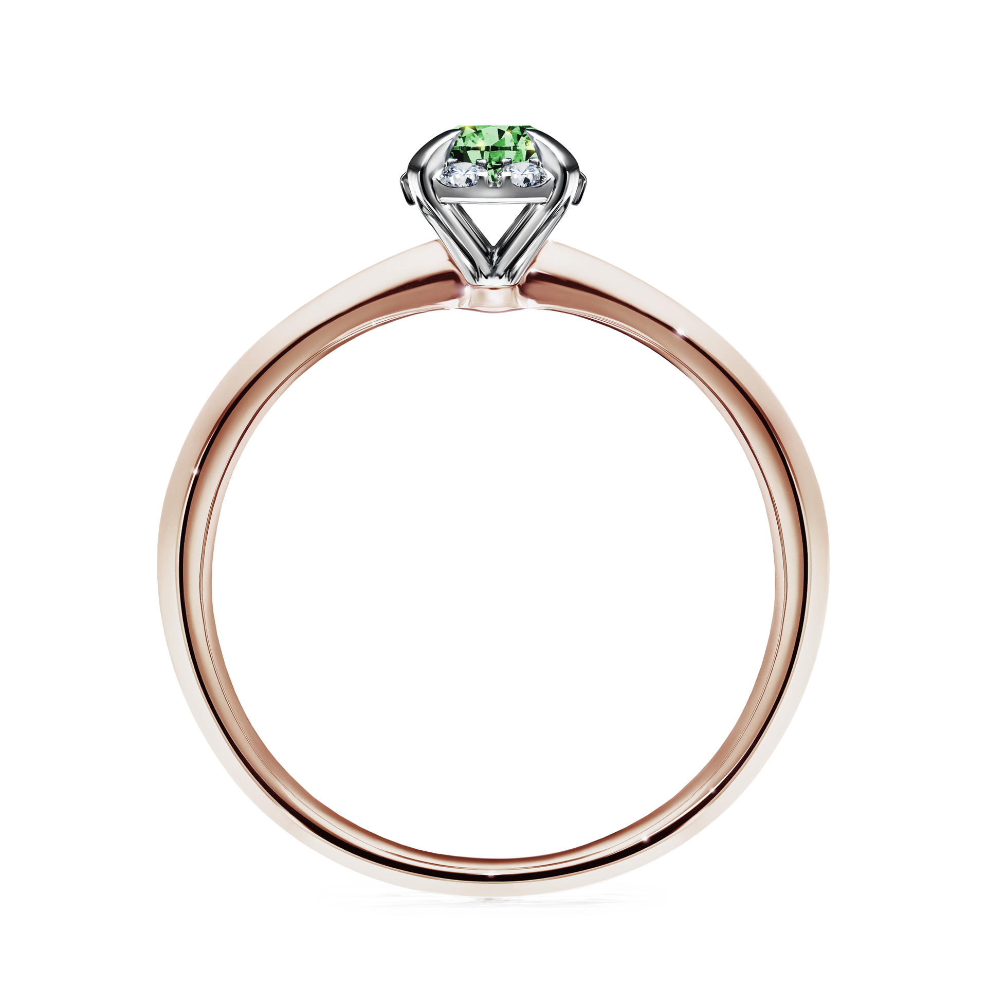 Pierścionek zaręczynowy My Beauty z różowego złota z ciemnym zielonym diamentem 0,33CT