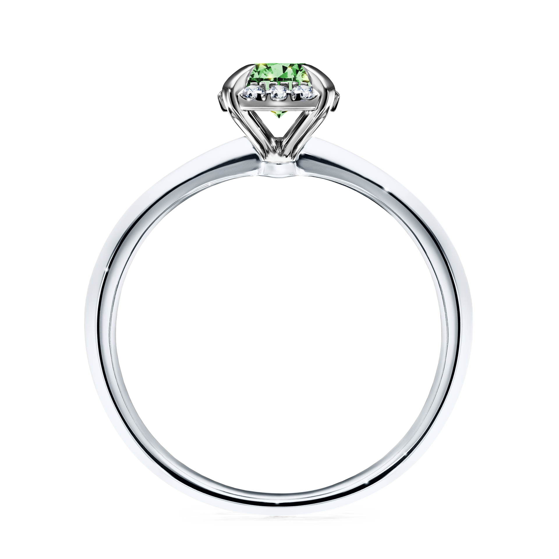 Pierścionek zaręczynowy My Beauty z białego złota z ciemnym zielonym diamentem 0,62CT